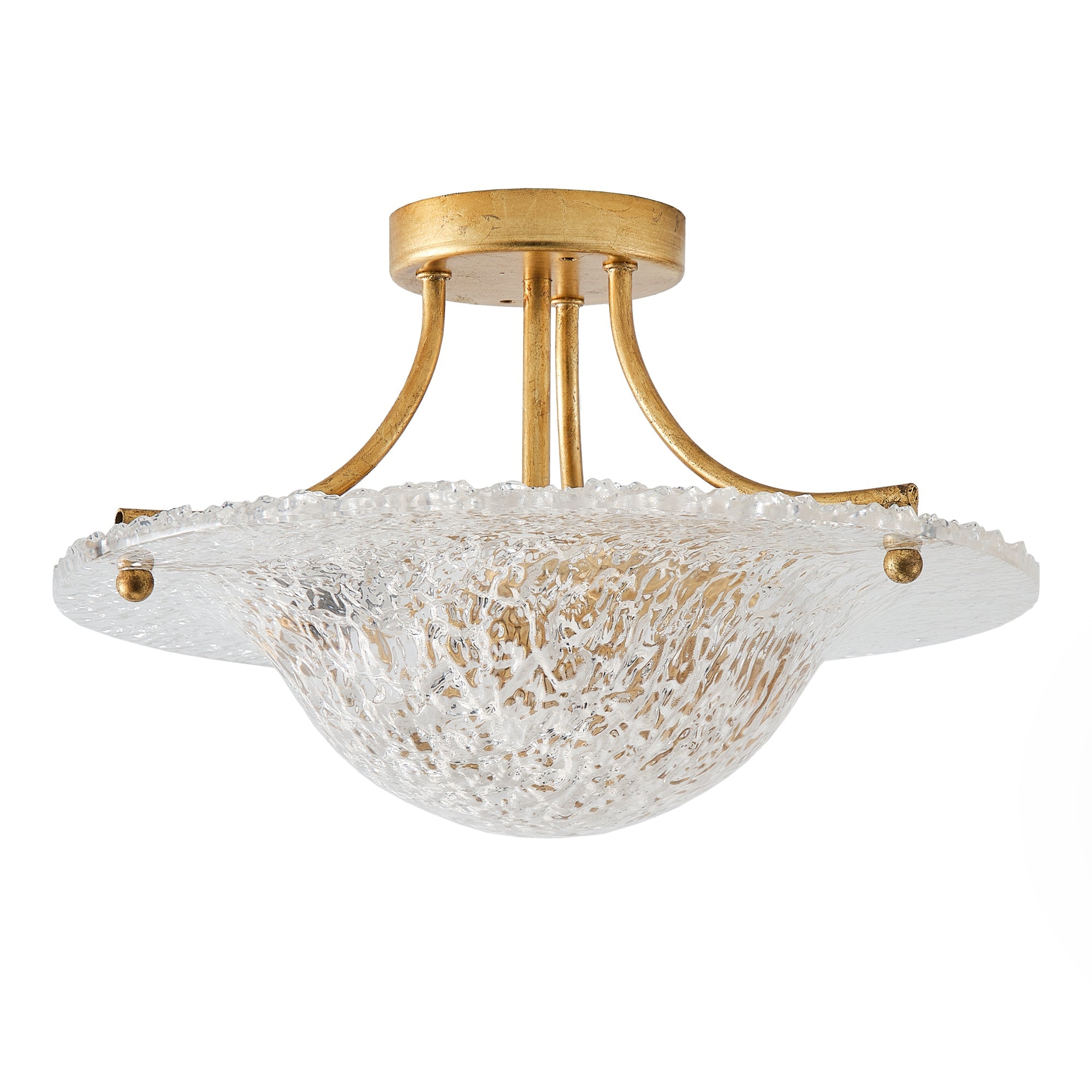 3 Light Page Golden Semi Flush 16 Inch Flush Mount Ceiling Light