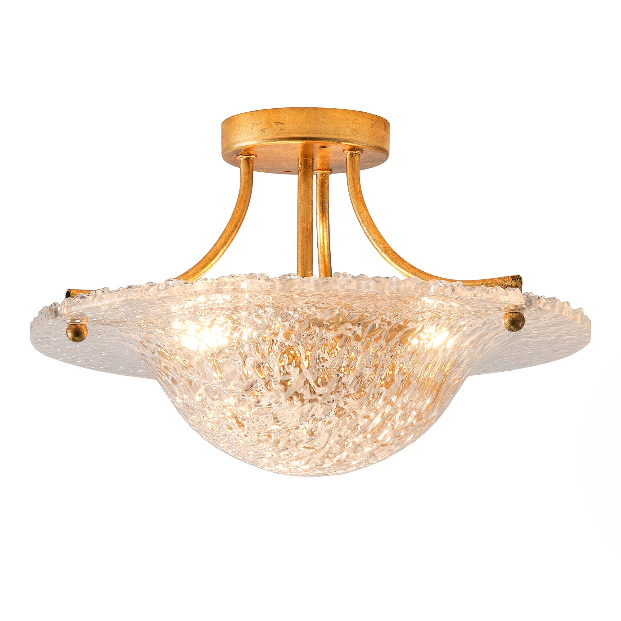 3 Light Page Golden Semi Flush 16 Inch Flush Mount Ceiling Light