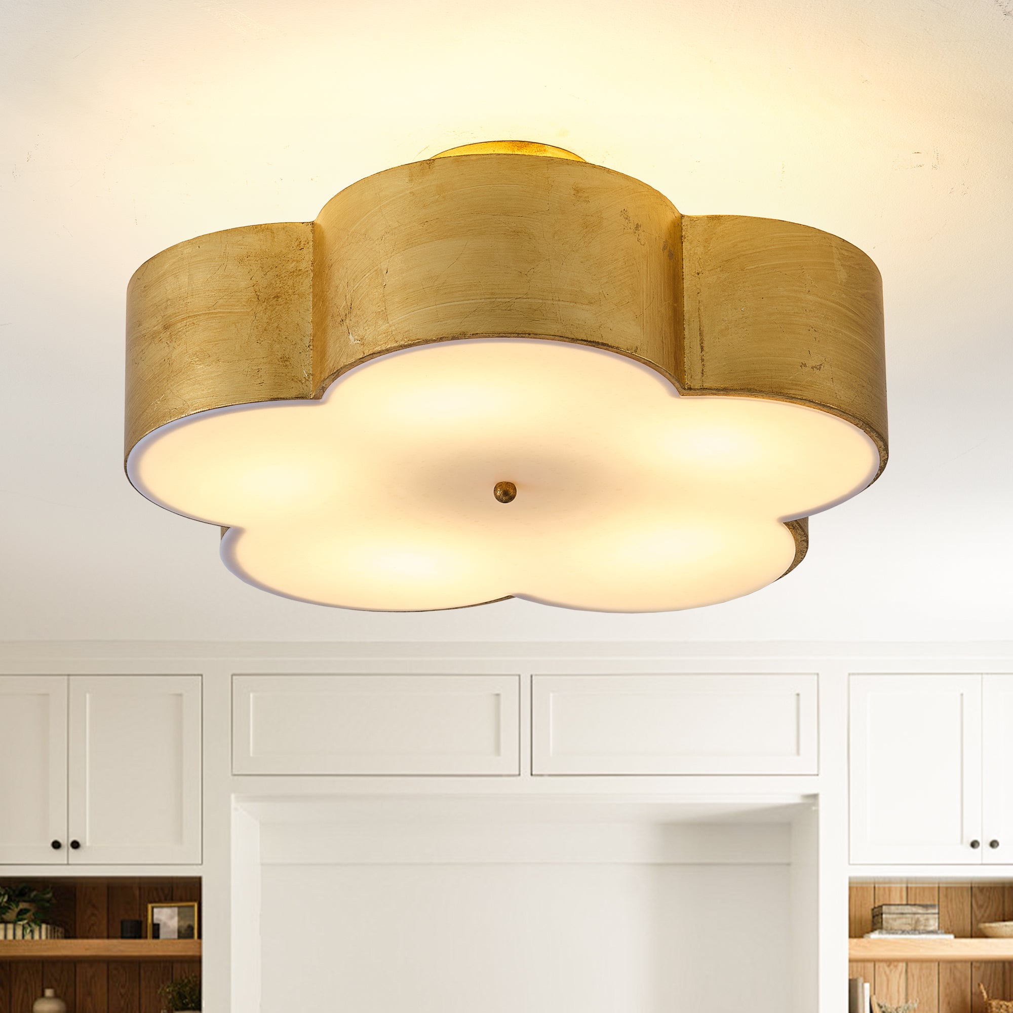 Joyce 5 Light Golden Semi Flush 20 Inch Flush Mount Ceiling Light