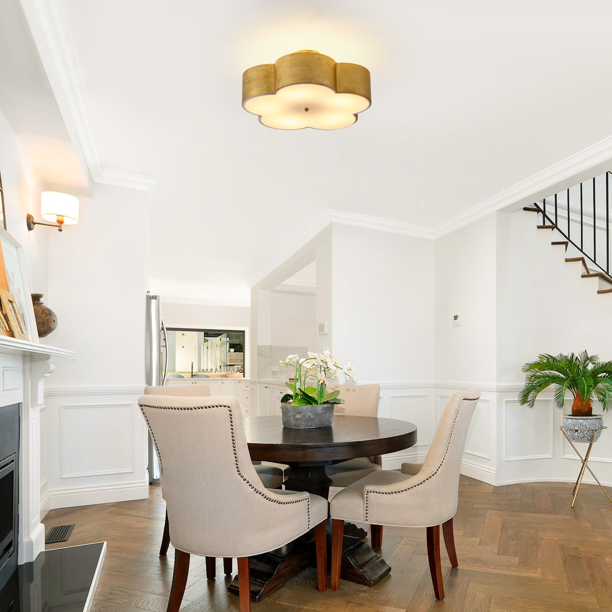 Joyce 5 Light Golden Semi Flush 20 Inch Flush Mount Ceiling Light