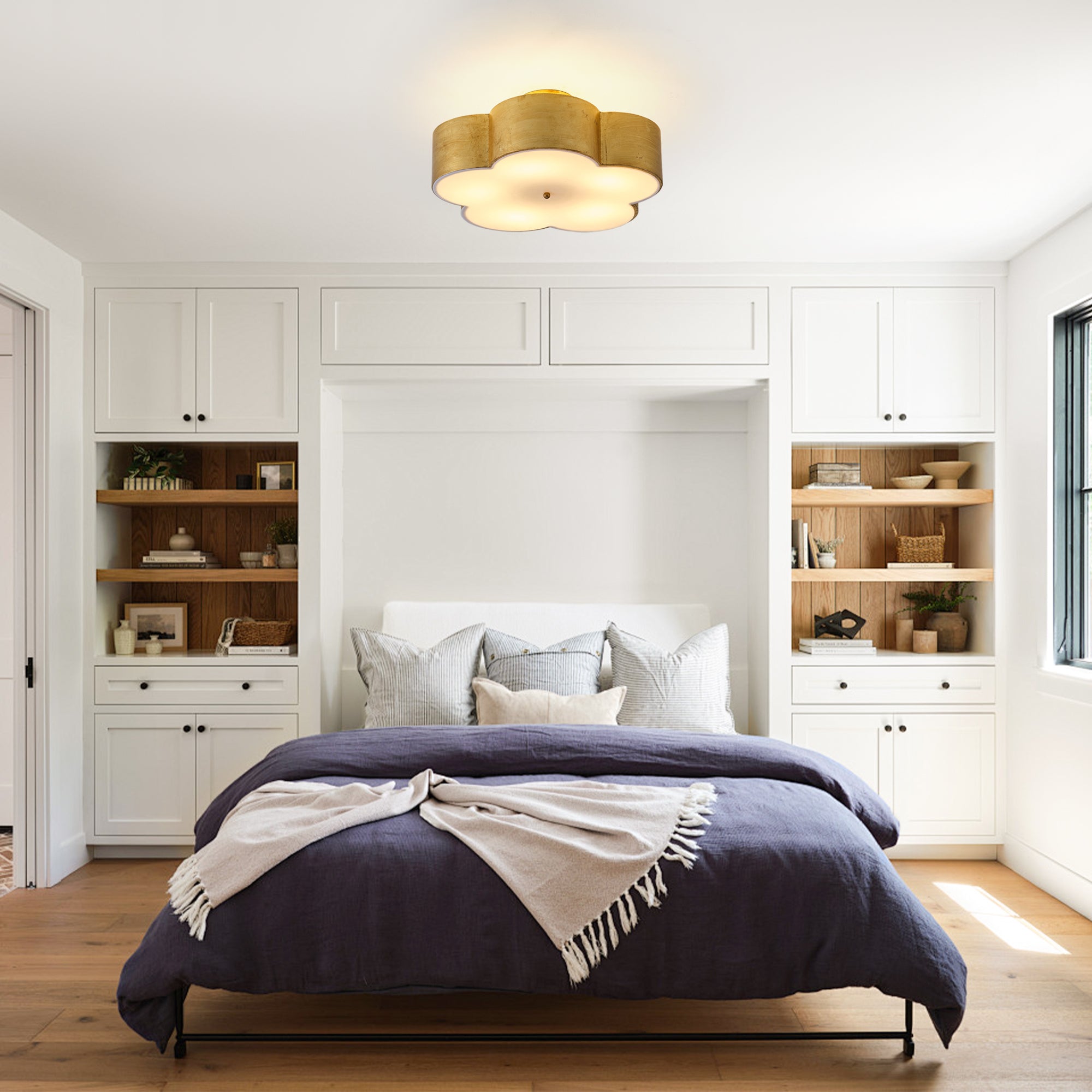 Joyce 5 Light Golden Semi Flush 20 Inch Flush Mount Ceiling Light