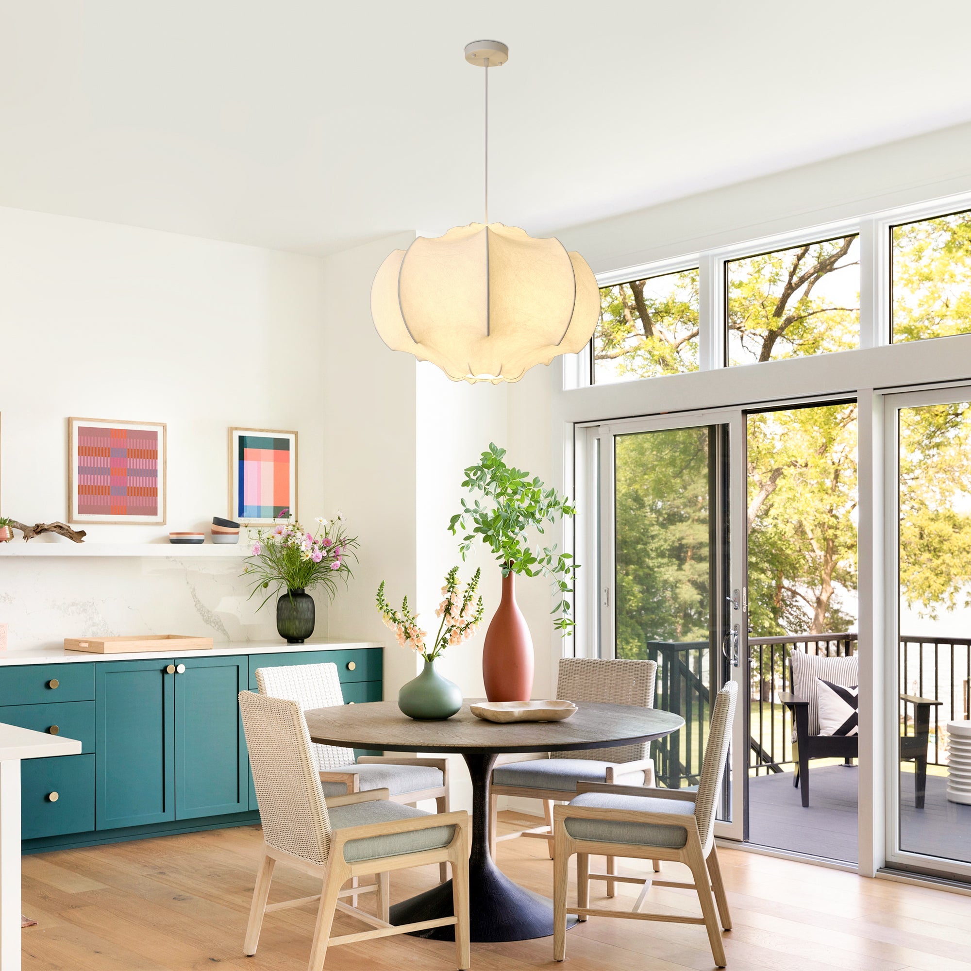 Bevis 3 Light White Wabi Sabi 24 Inch Pendant Light