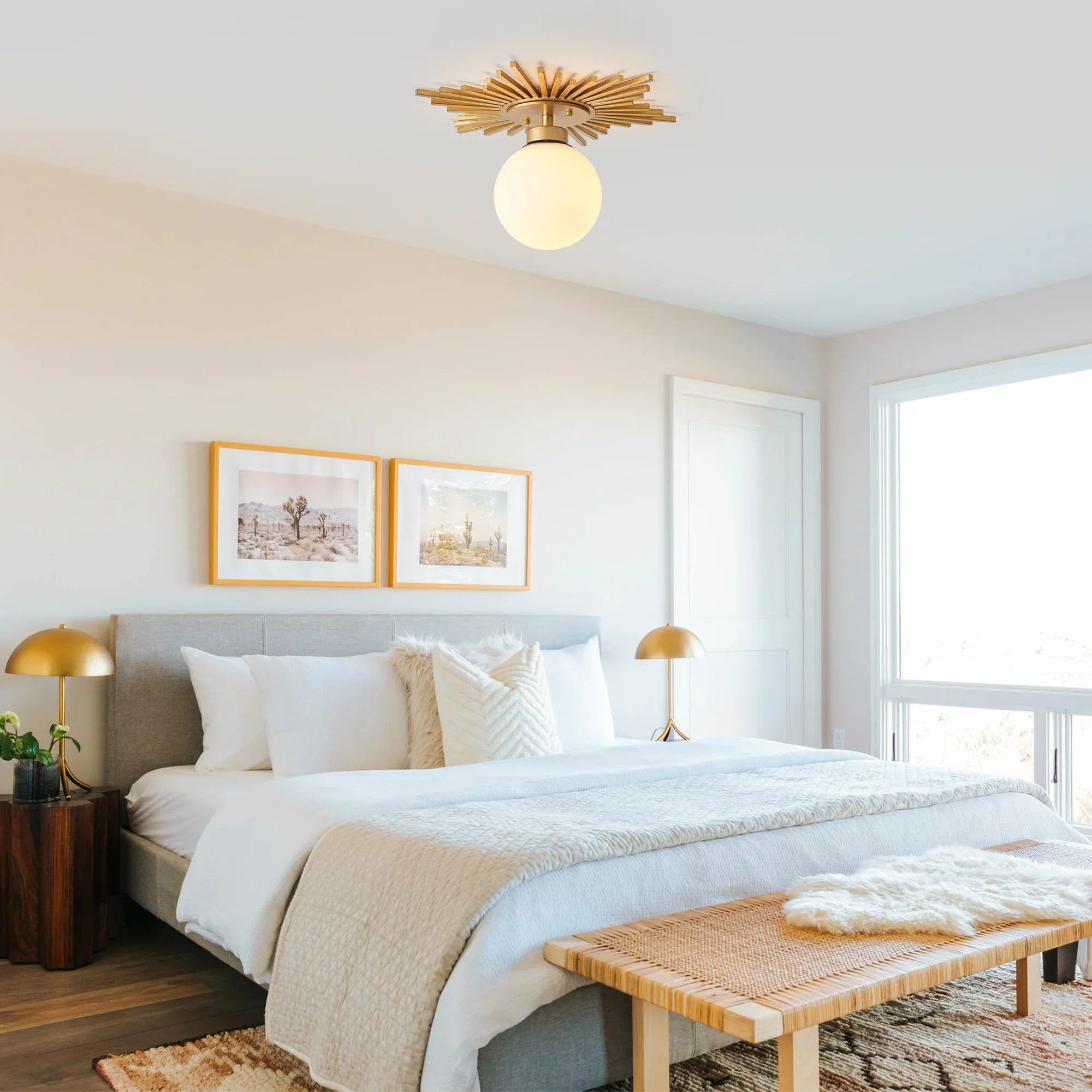 Iris 1 Light Golden Semi Flush Mount Ceiling Light 18 Inch