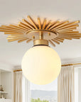 Iris 1 Light Golden Semi Flush Mount Ceiling Light 18 Inch