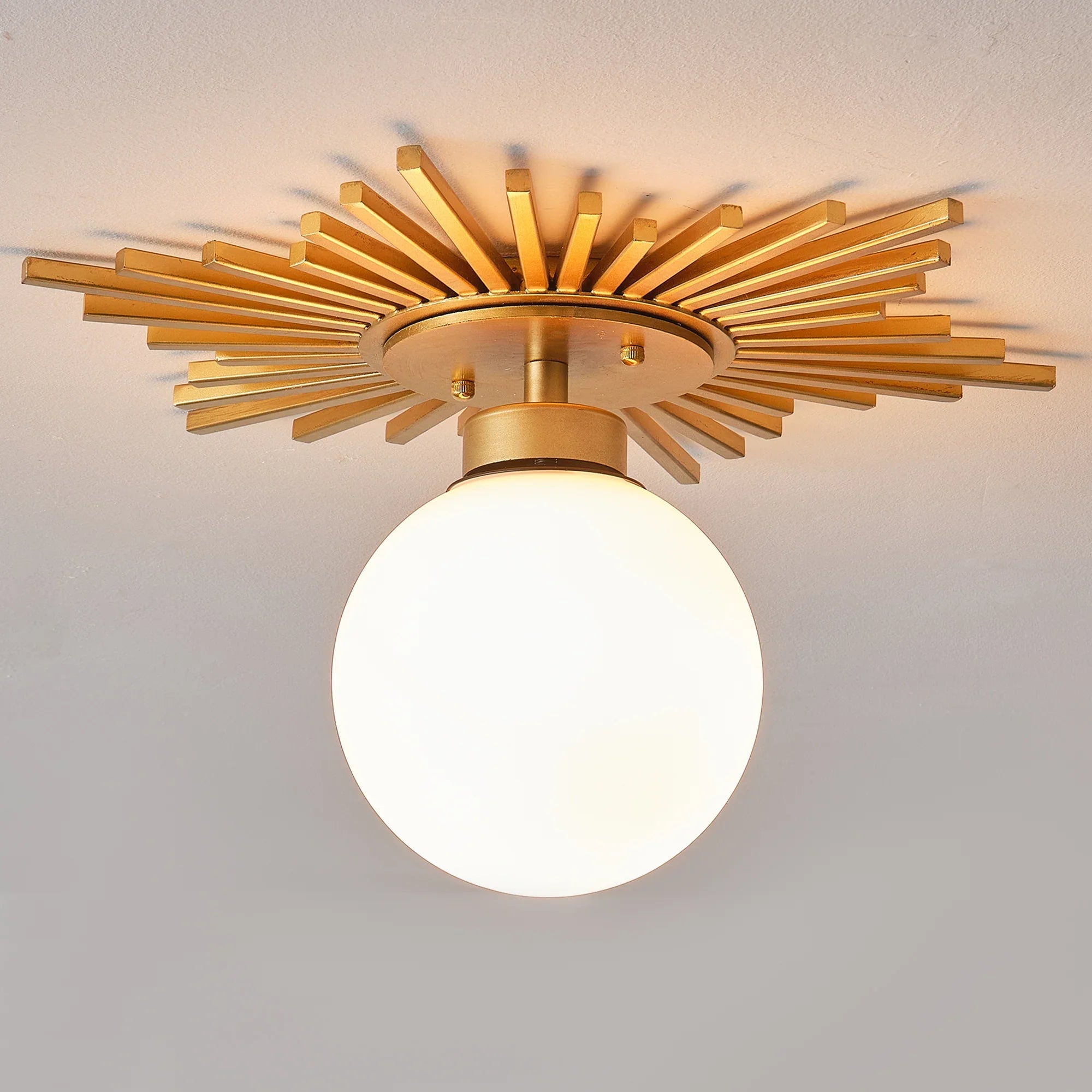 Iris 1 Light Golden Semi Flush Mount Ceiling Light 18 Inch