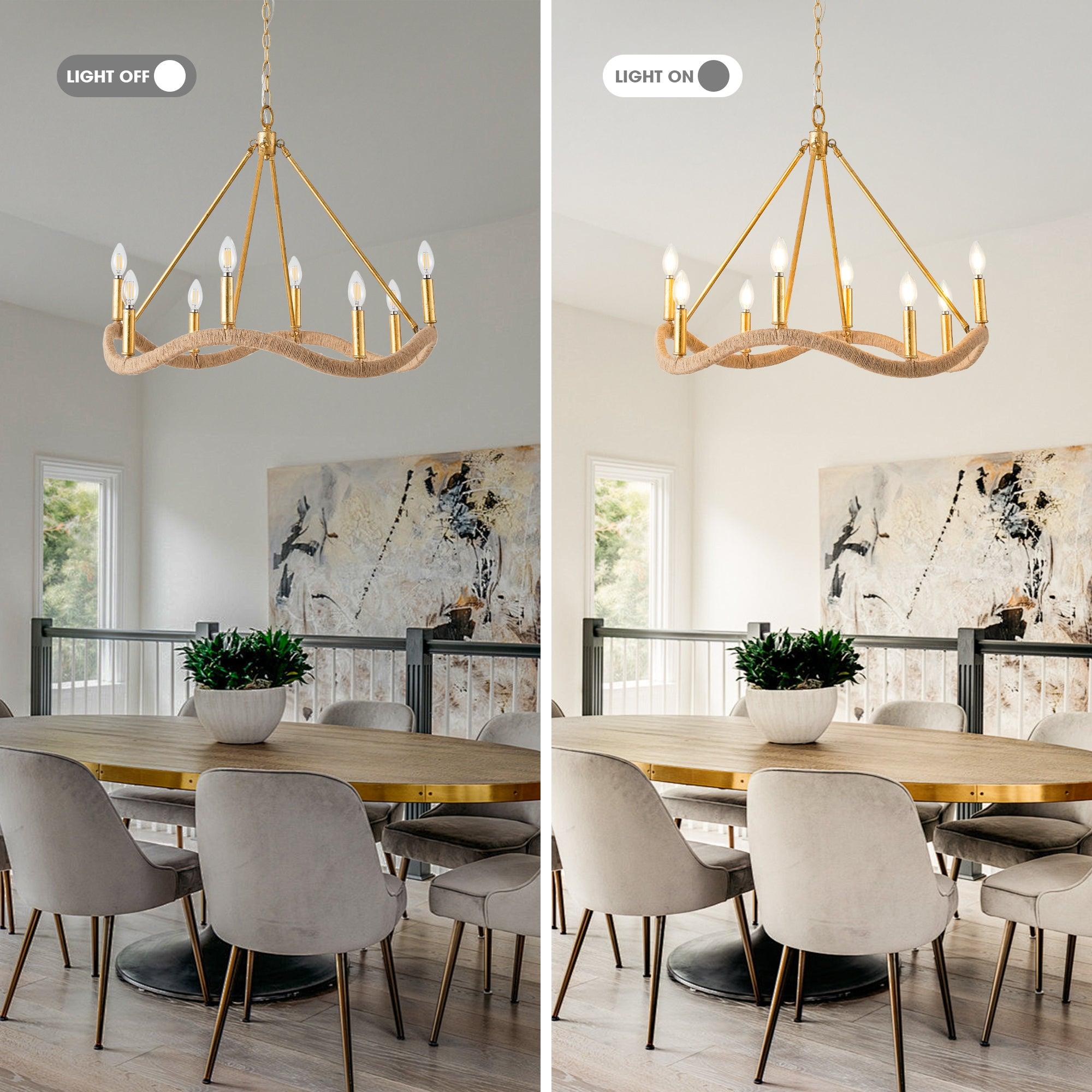 Candle Style Golden Modern 8-Light Chandelier