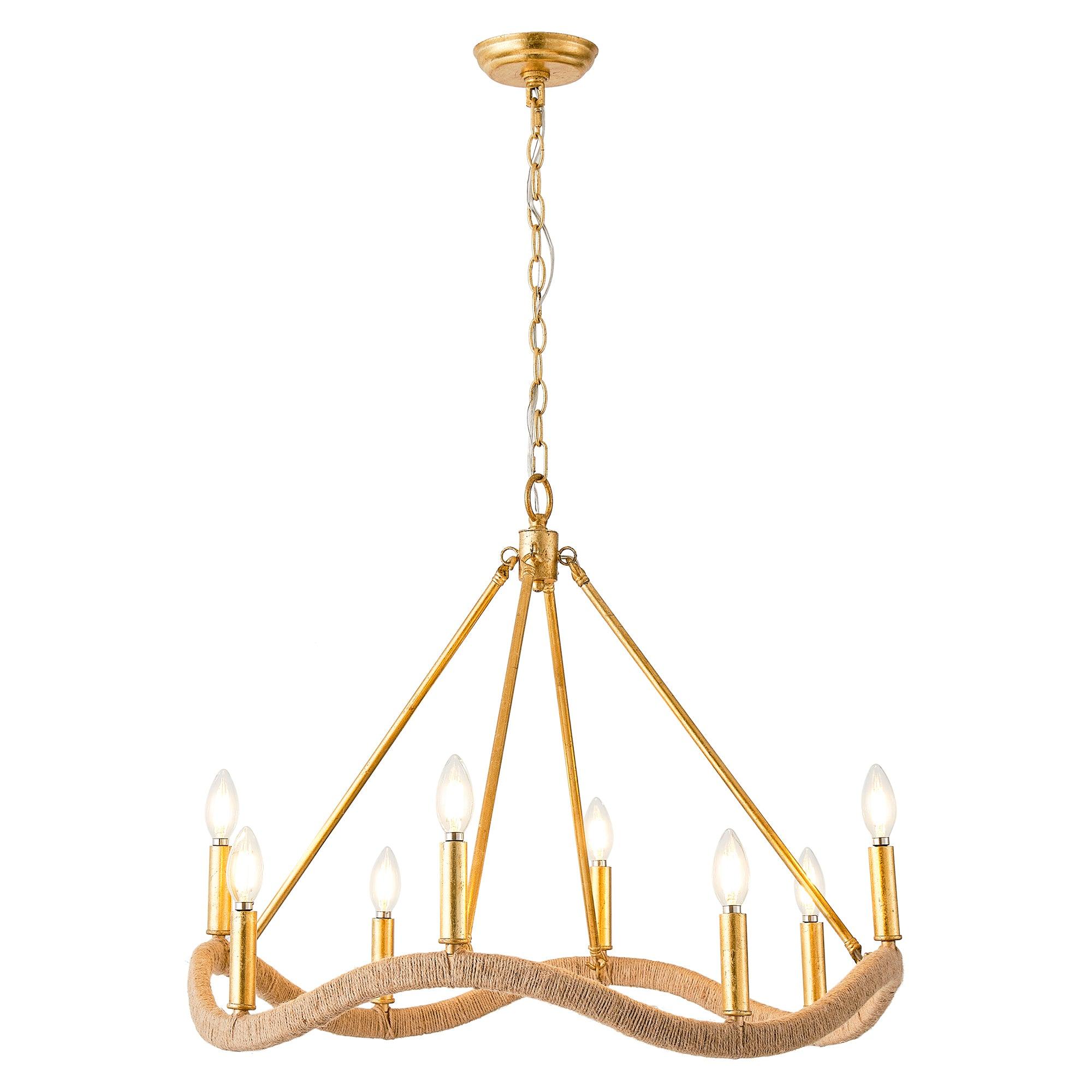 Candle Style Golden Modern 8-Light Chandelier