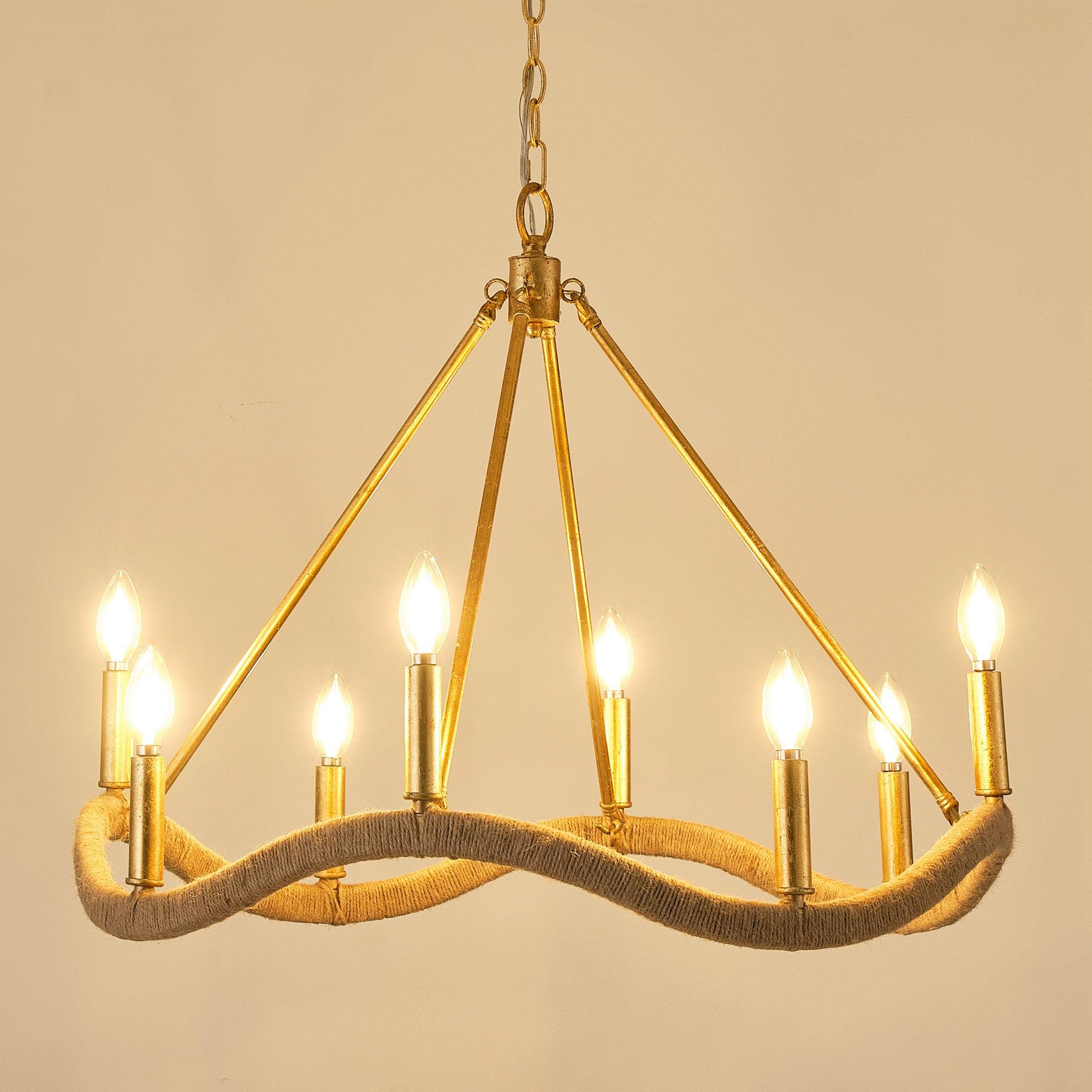Candle Style Golden Modern 8-Light Chandelier