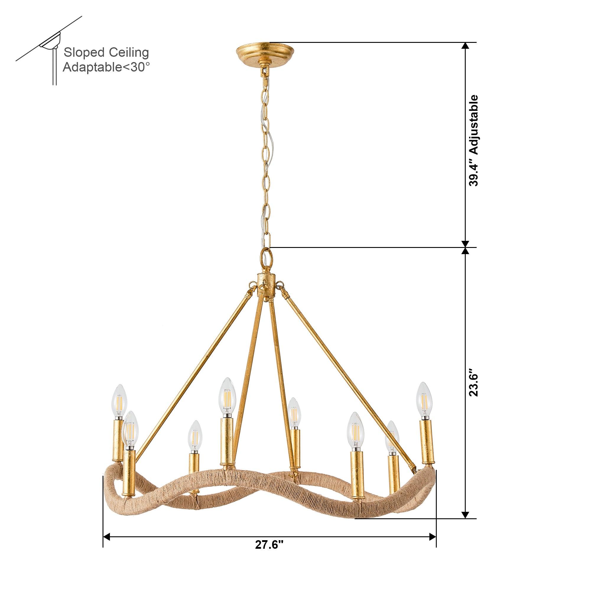 Candle Style Golden Modern 8-Light Chandelier
