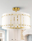 Drum Shape Modern 4-Light Marble Semi Flush Mount Light