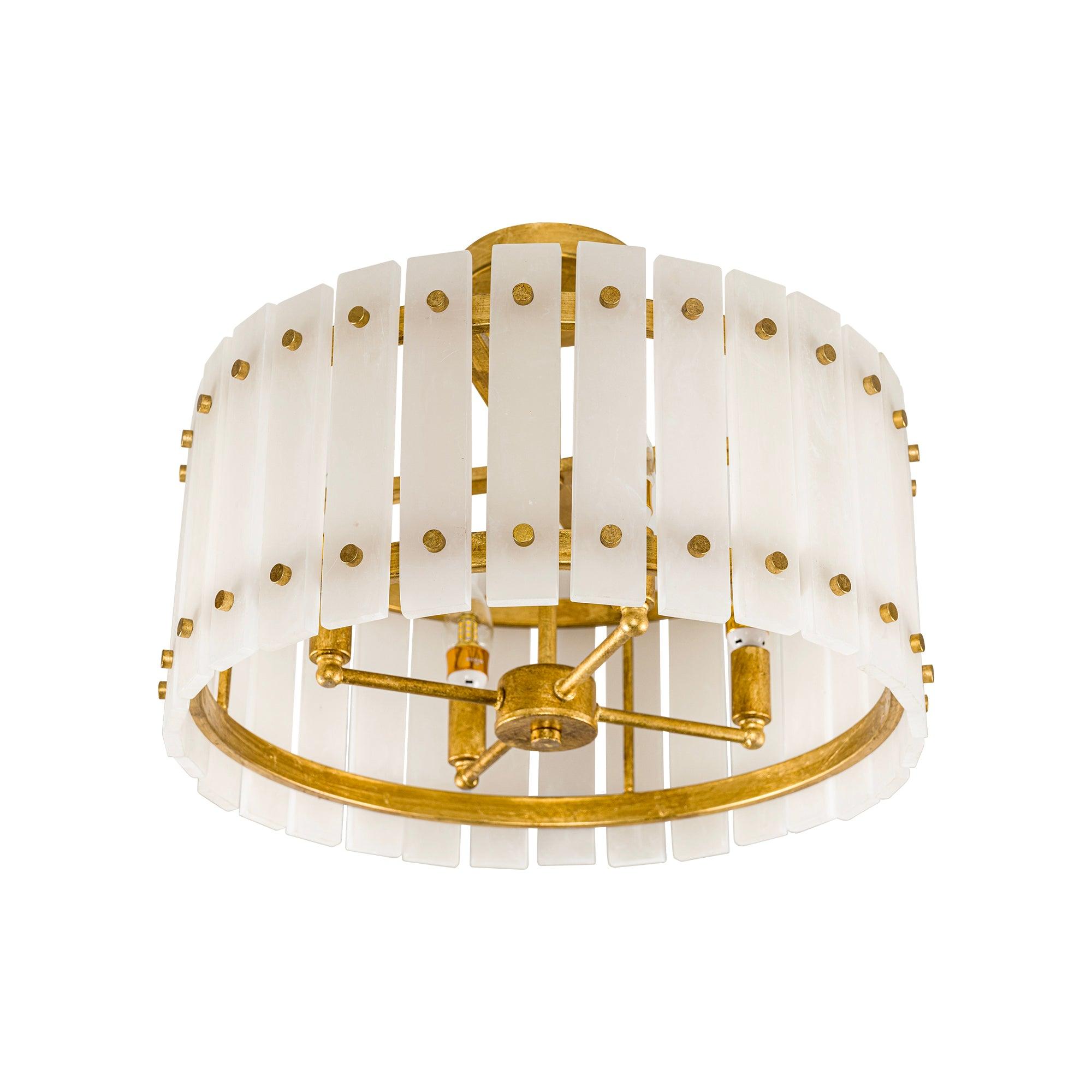Drum Shape Modern 4-Light Marble Semi Flush Mount Light