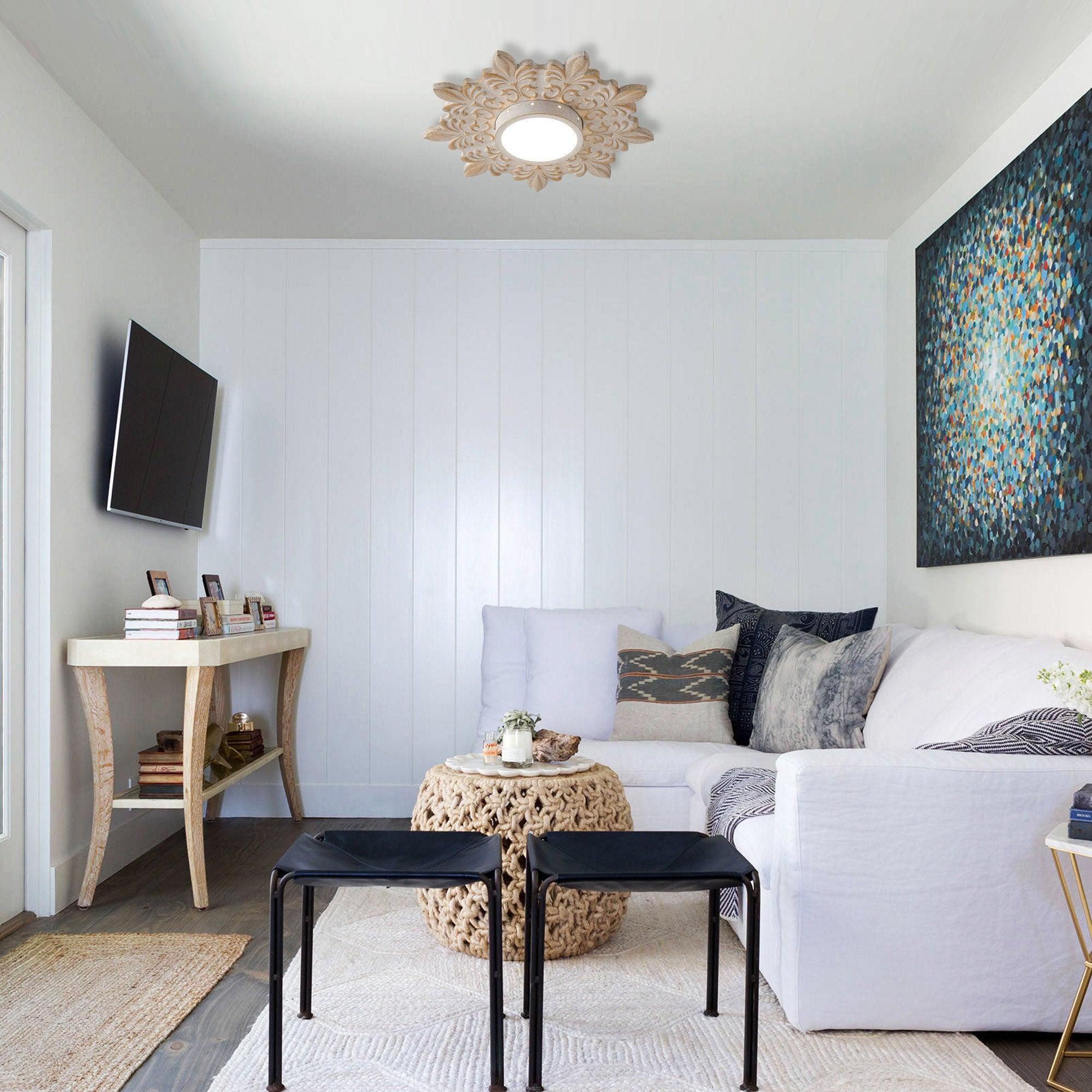 Sunburst White Modern 22 Inch LED Flush Mount Light