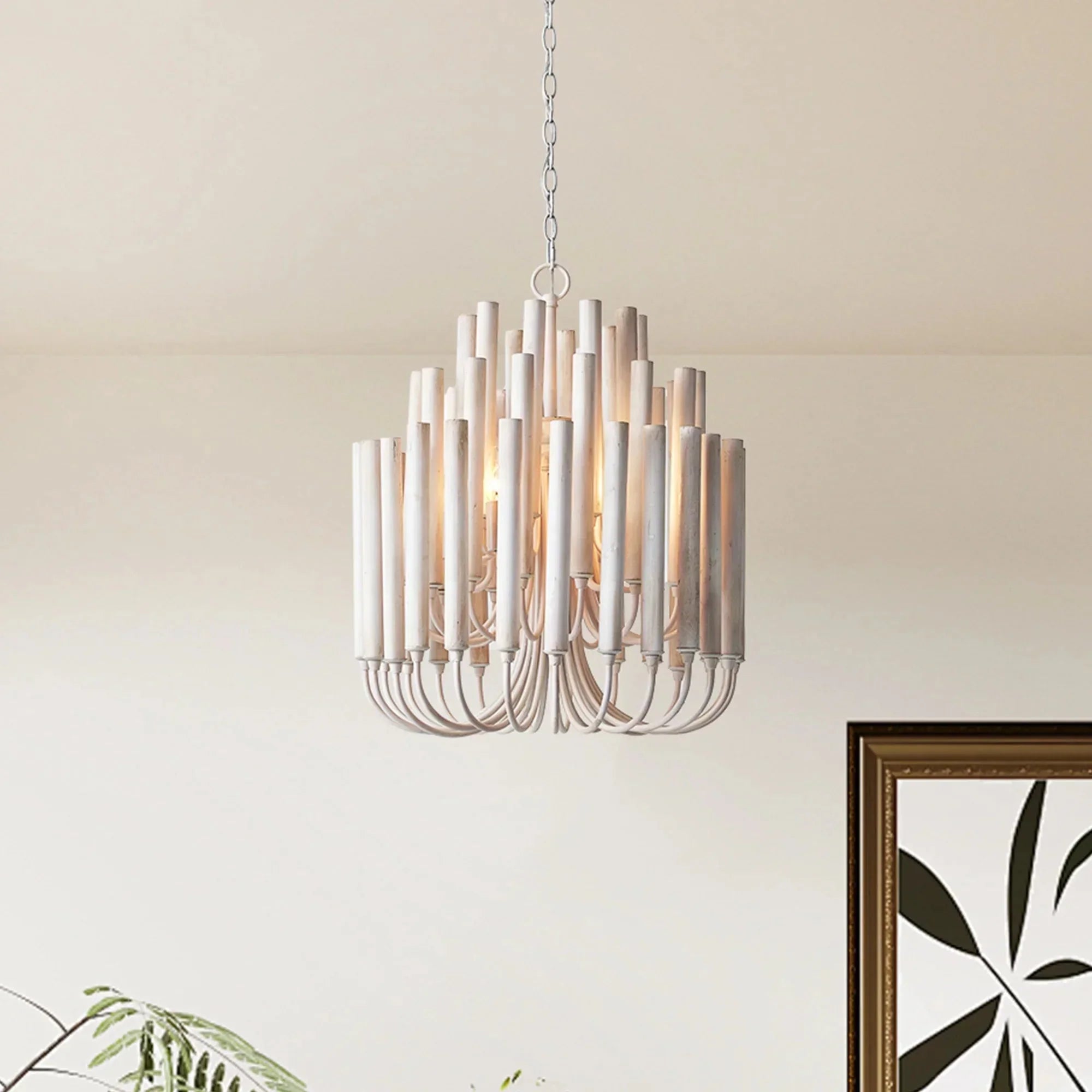 Light Borg Borg 5 Light White Wooden Chandelier 20 Inch