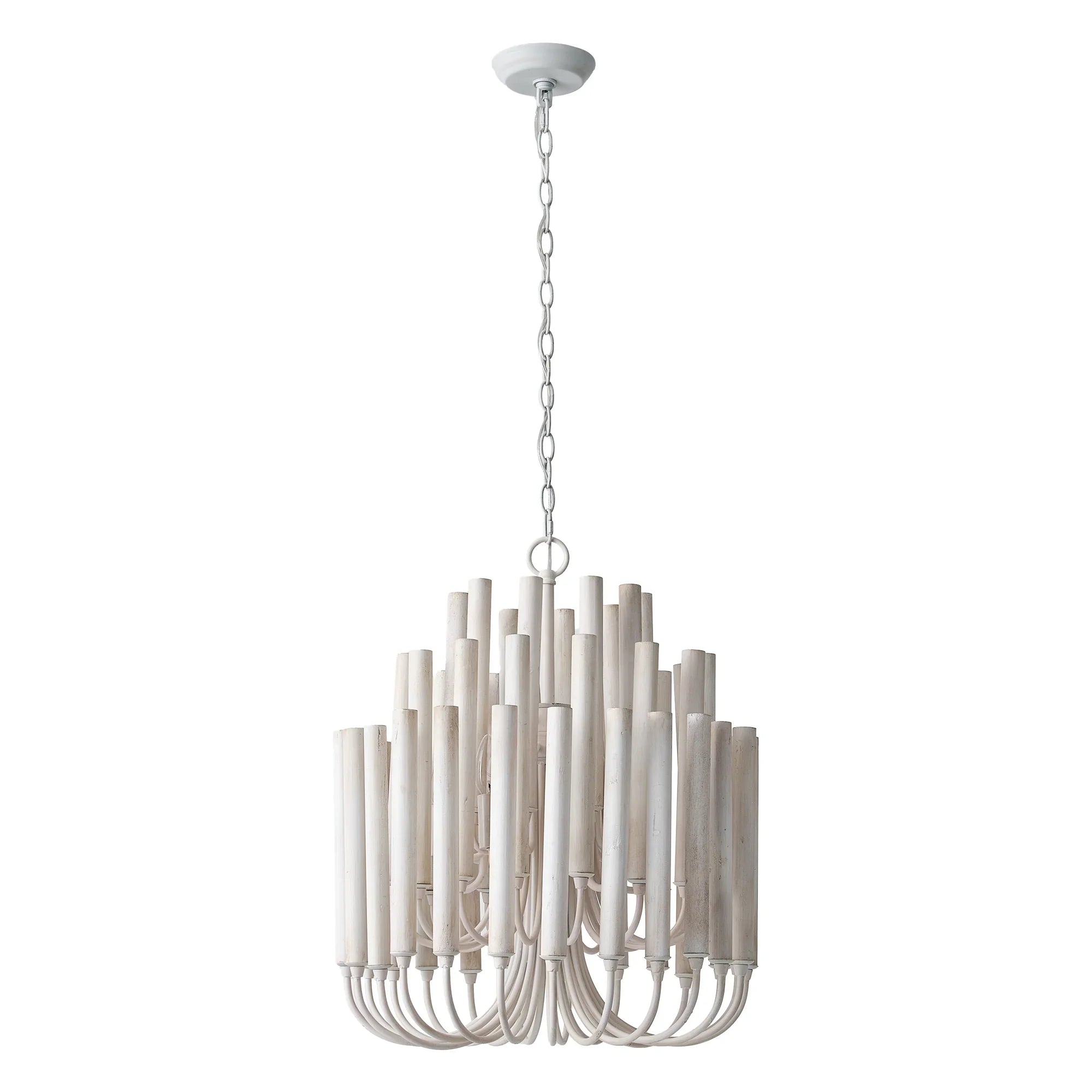 Borg 5 Light White Wooden Chandelier 20 Inch