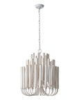 Borg 5 Light White Wooden Chandelier 20 Inch
