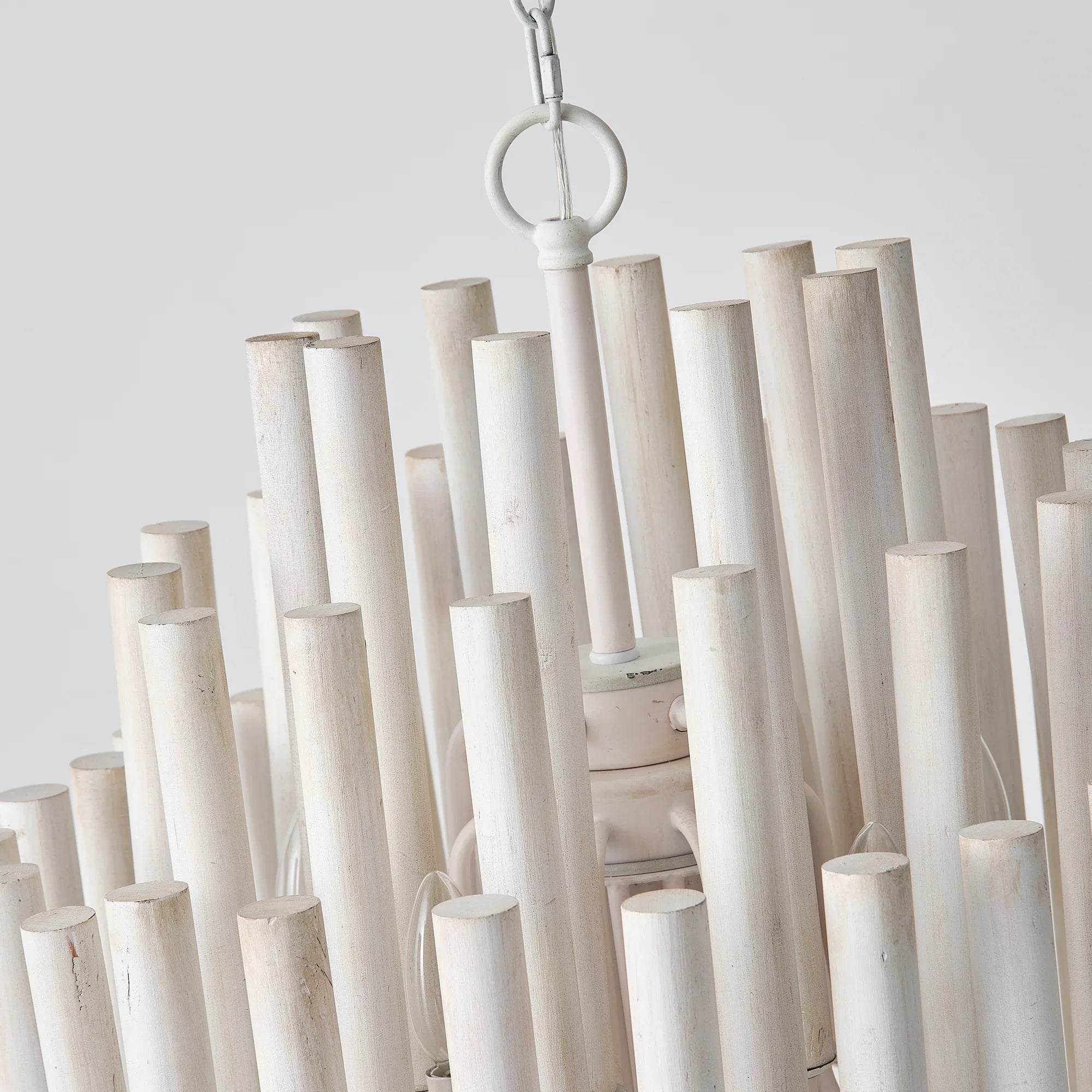 Borg 5 Light White Wooden Chandelier 20 Inch