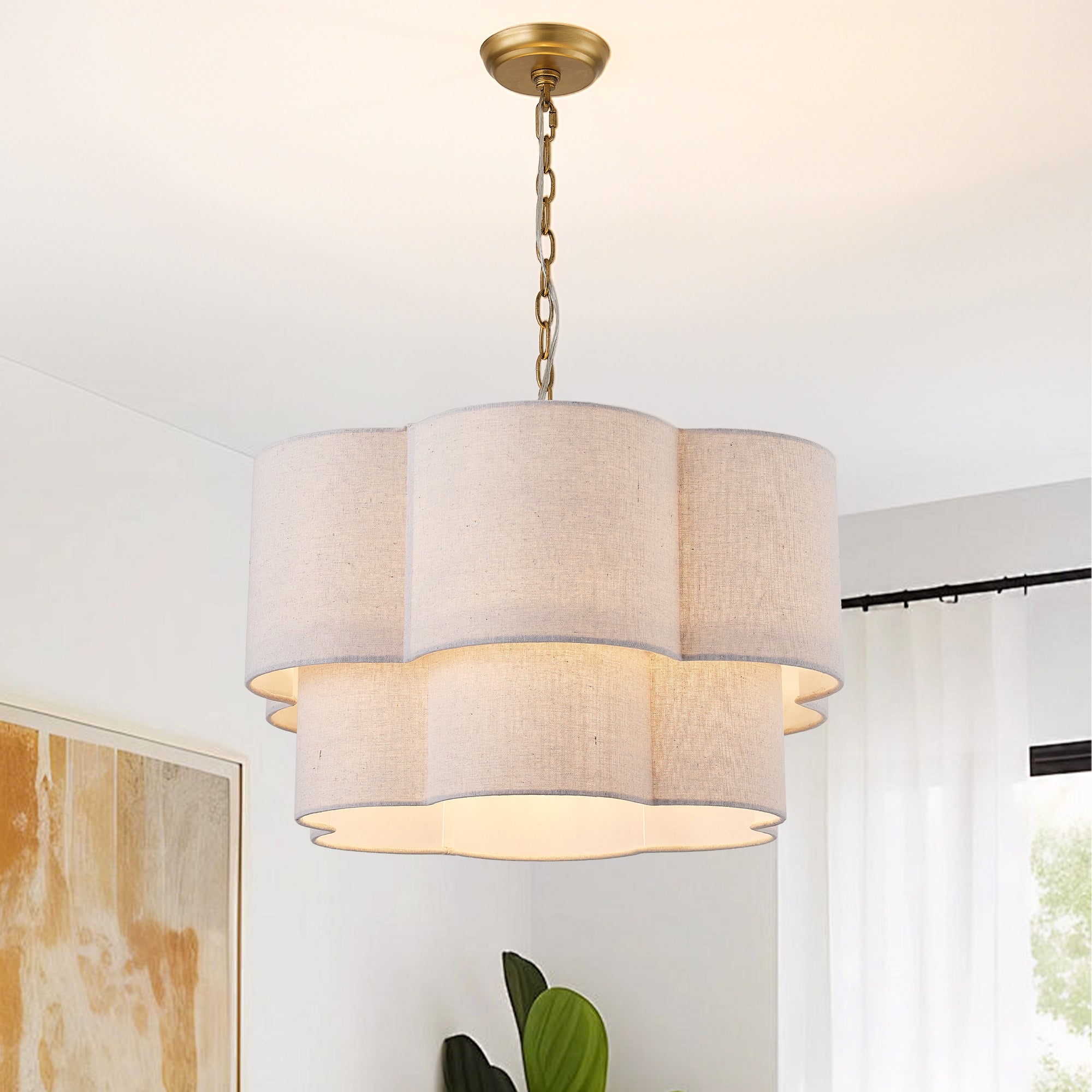 Elowen 6-Light Layered Fabric Pendant Light