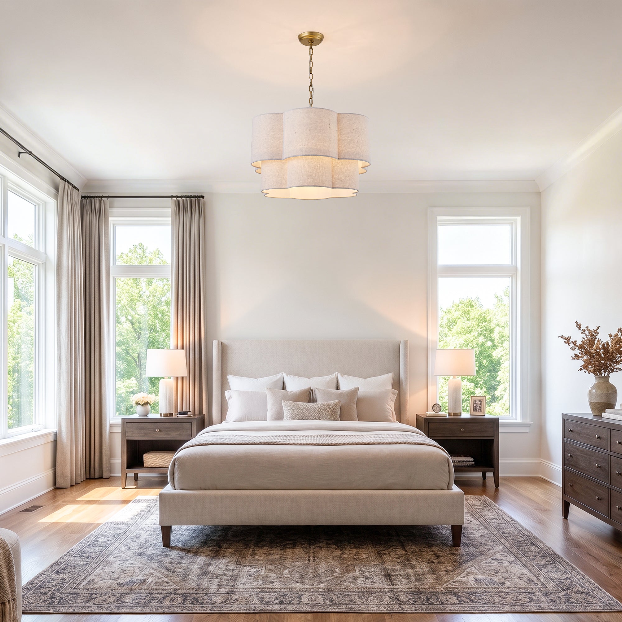 Elowen 6-Light Layered Fabric Pendant Light