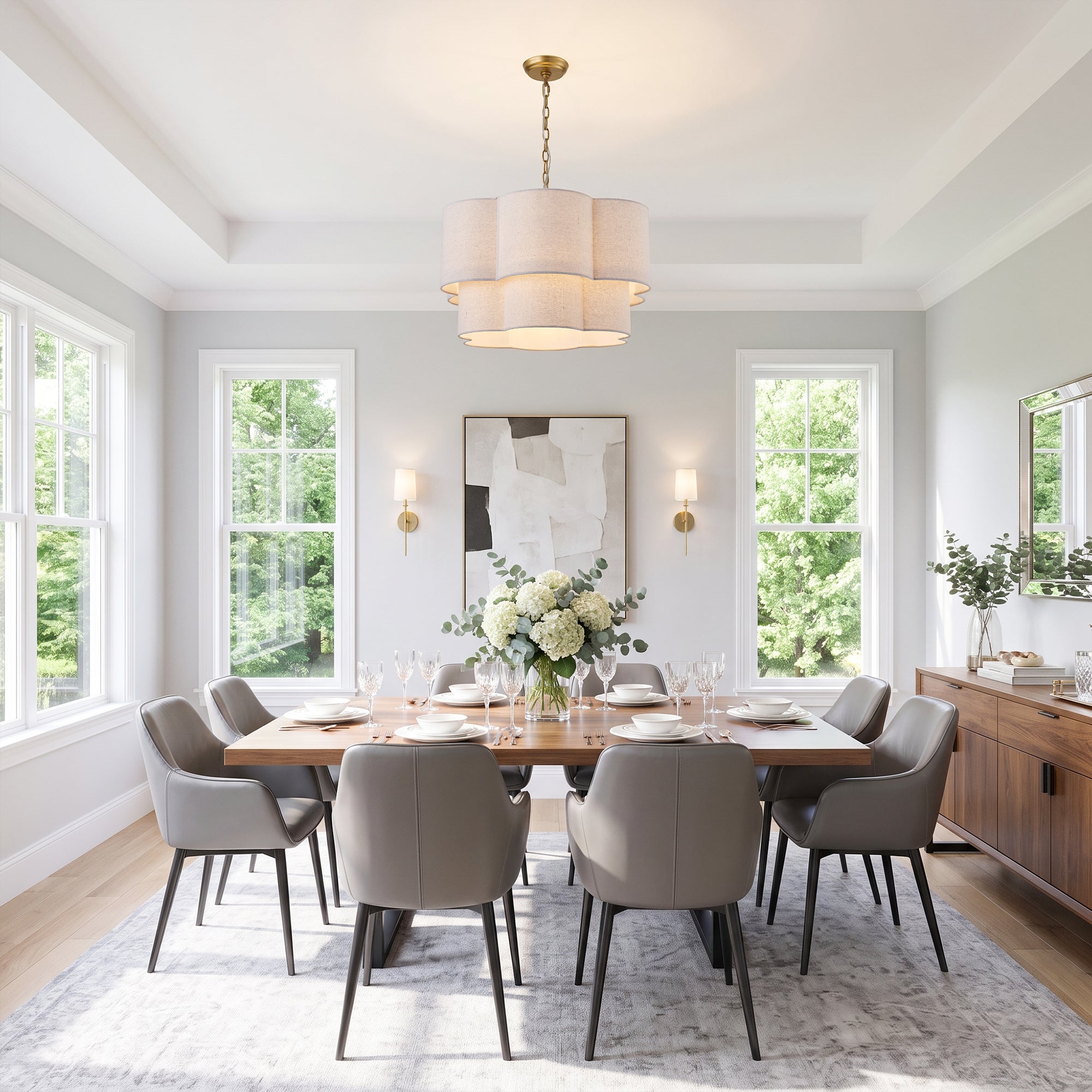 Elowen 6-Light Layered Fabric Pendant Light