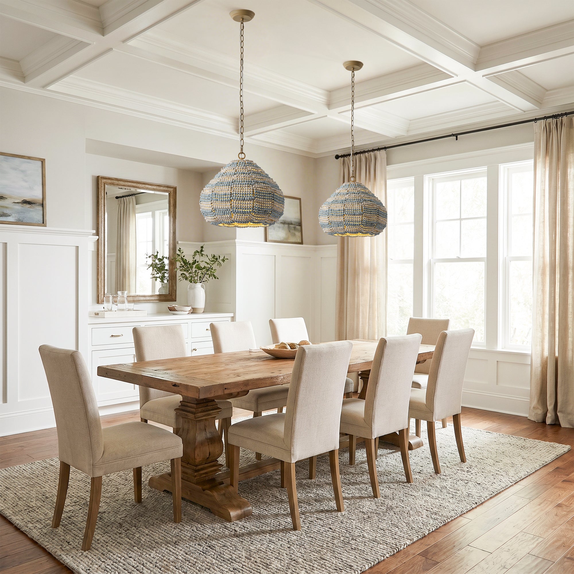 15" Beaded Dome Pendant Light