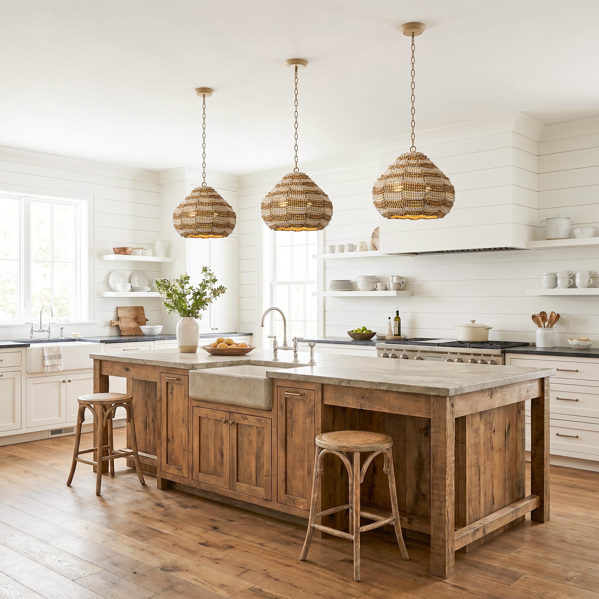 15" Beaded Dome Pendant Light