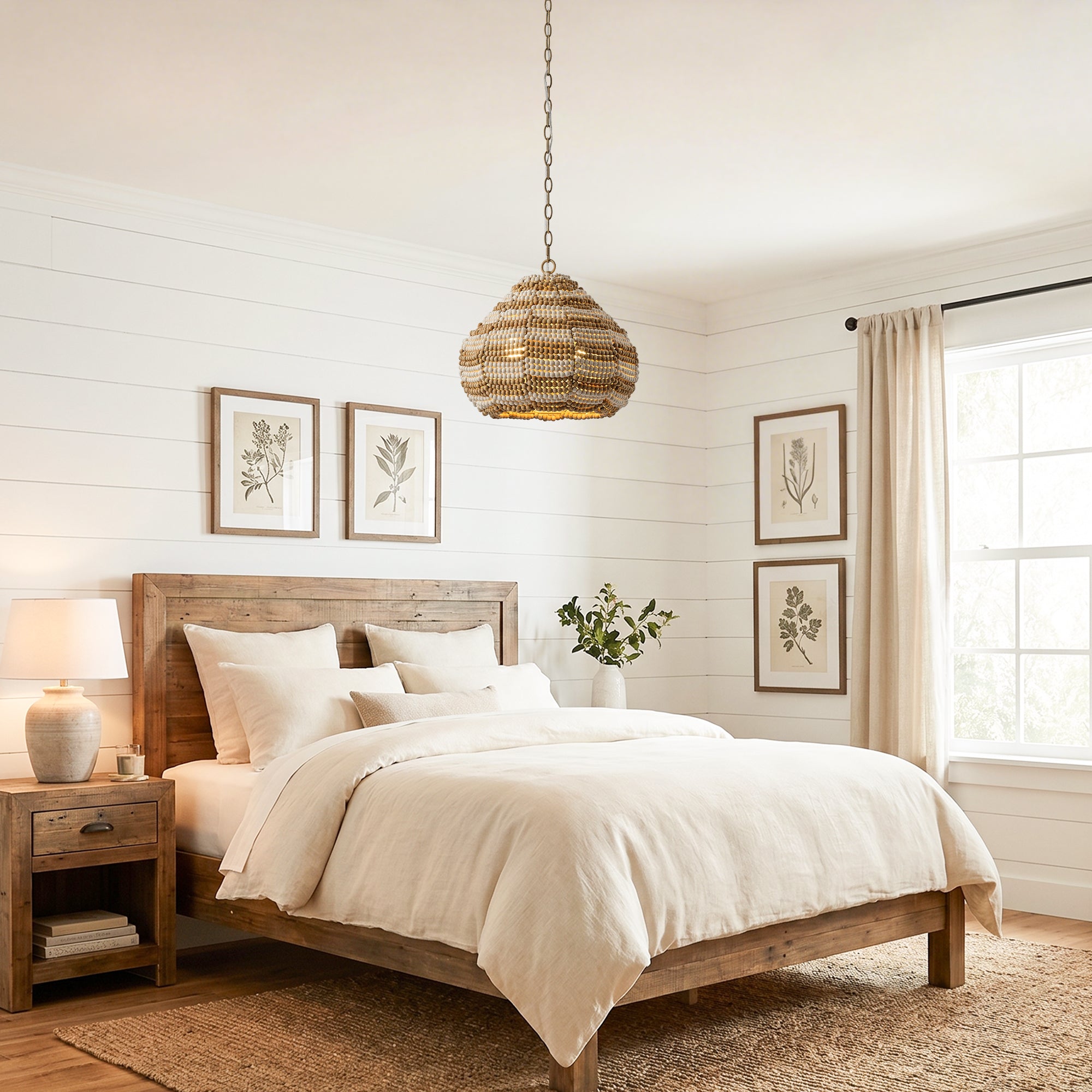 15" Beaded Dome Pendant Light