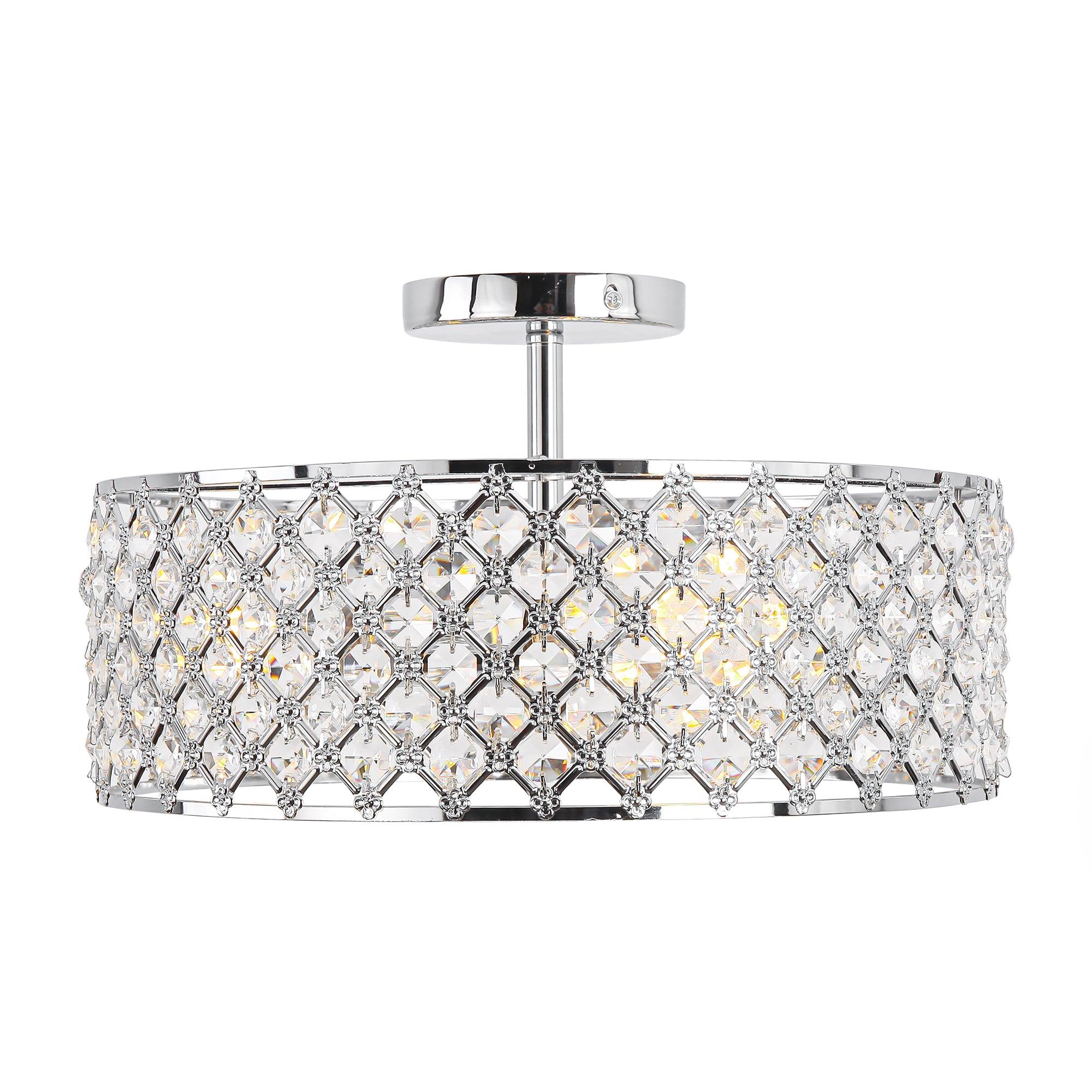 Modern Chrome 15 Inch 3-Light Semi Flush Mount Light