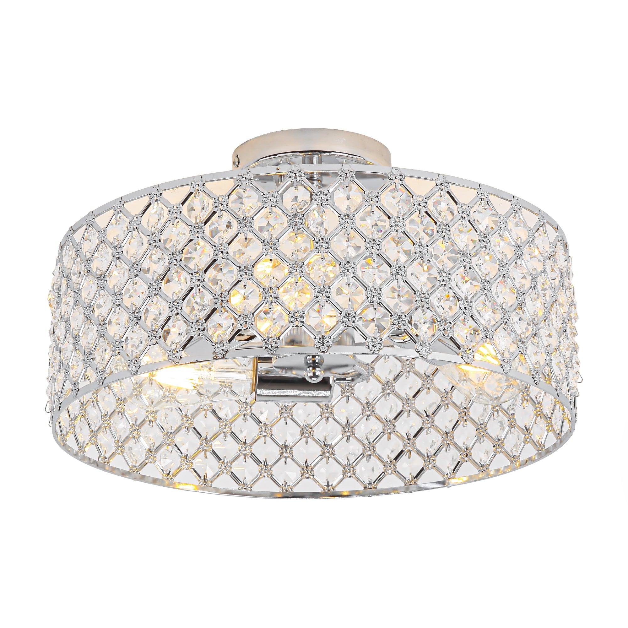 Modern Chrome 15 Inch 3-Light Semi Flush Mount Light