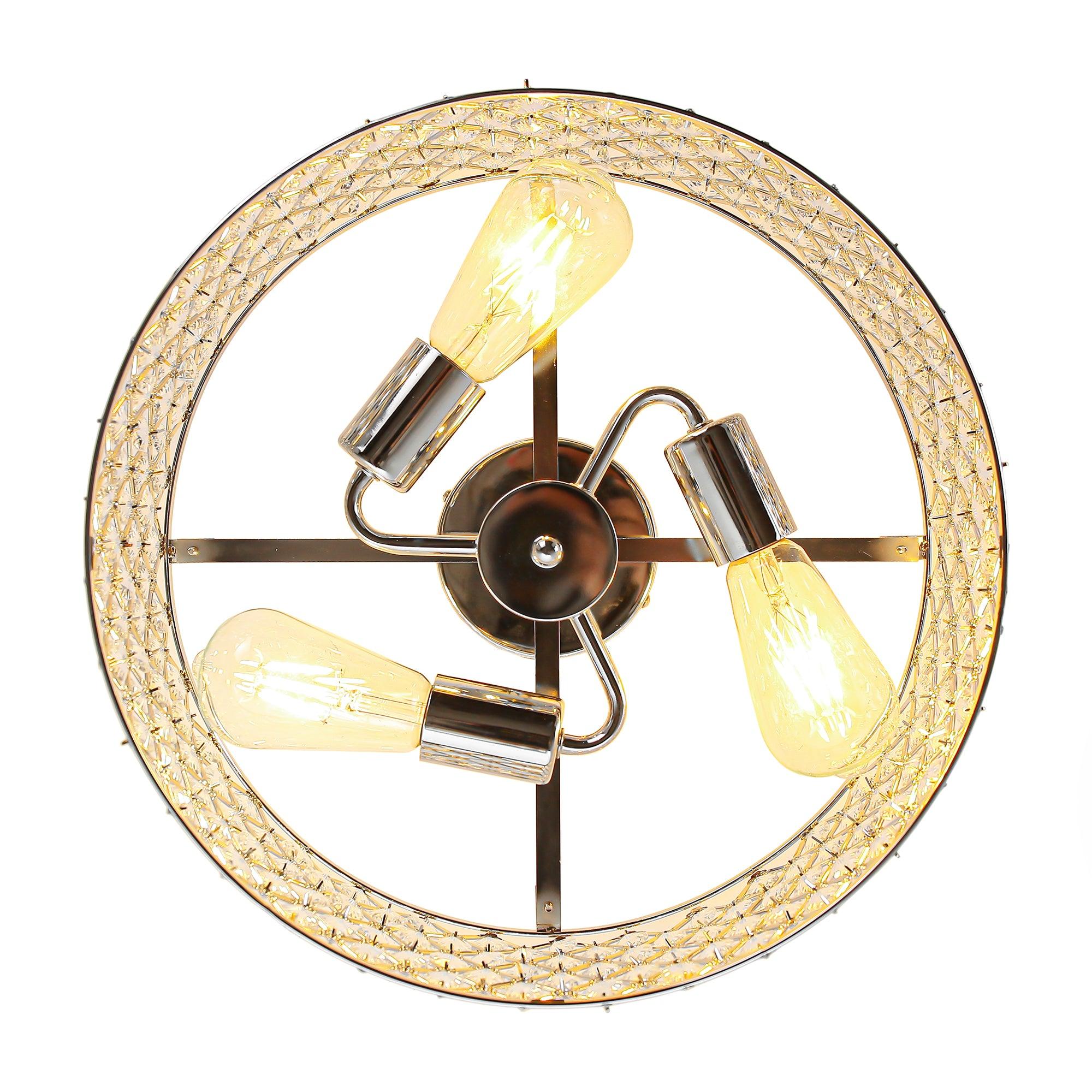 Modern Chrome 15 Inch 3-Light Semi Flush Mount Light