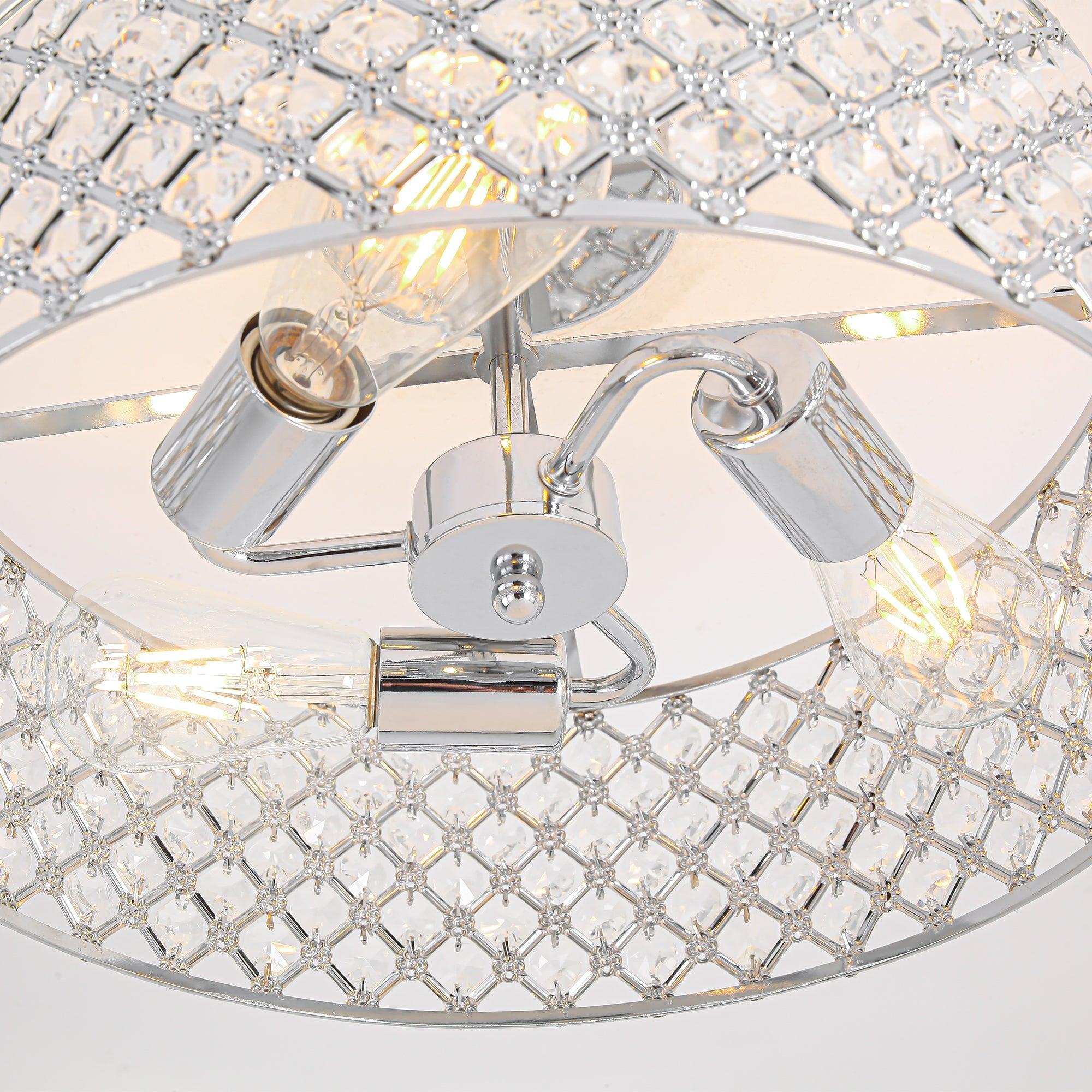 Modern Chrome 15 Inch 3-Light Semi Flush Mount Light