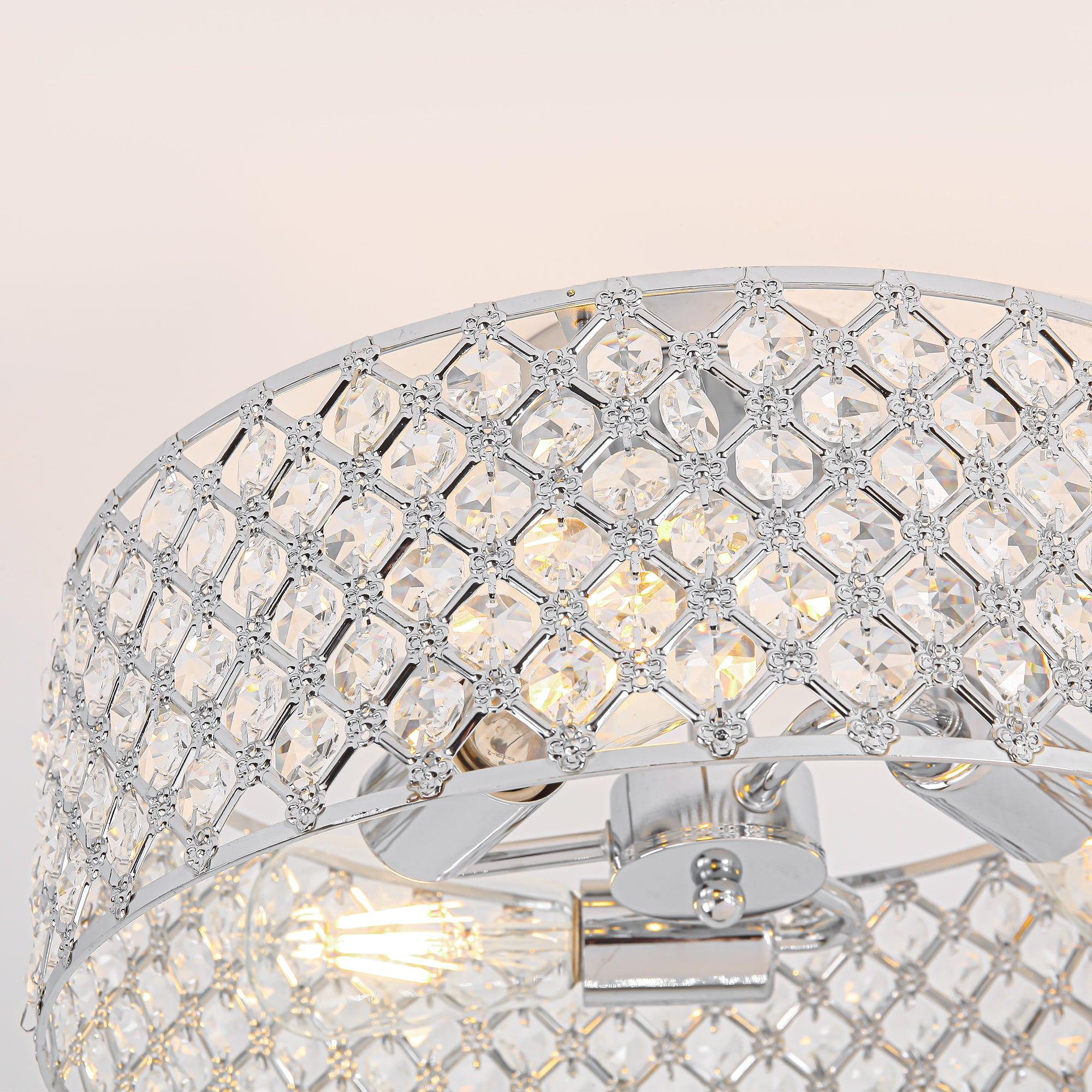 Modern Chrome 15 Inch 3-Light Semi Flush Mount Light