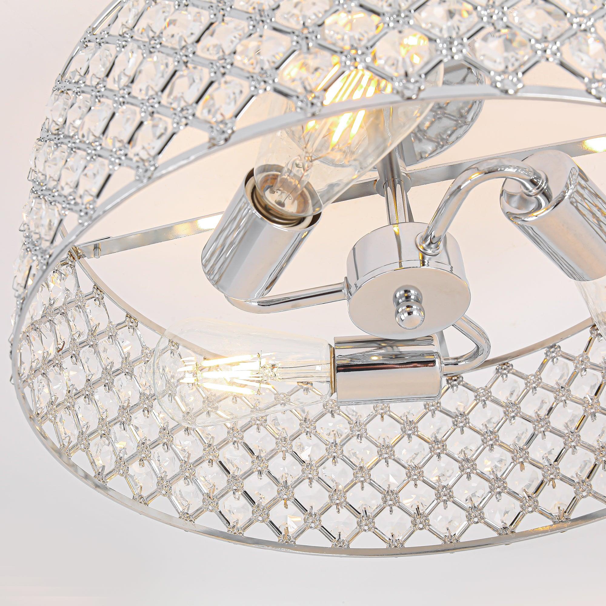 Modern Chrome 15 Inch 3-Light Semi Flush Mount Light