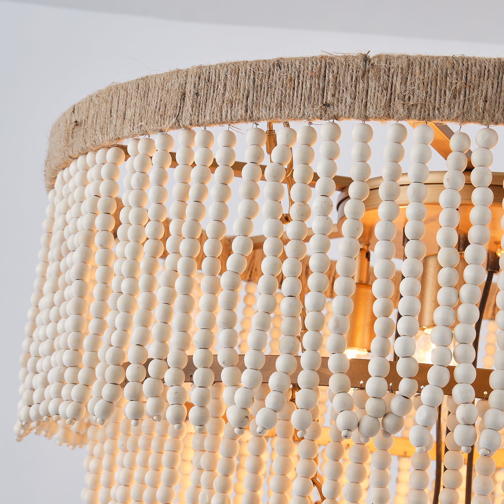 32 Inch Nelly 9 Light Bohemian Wood Beaded Chandelier