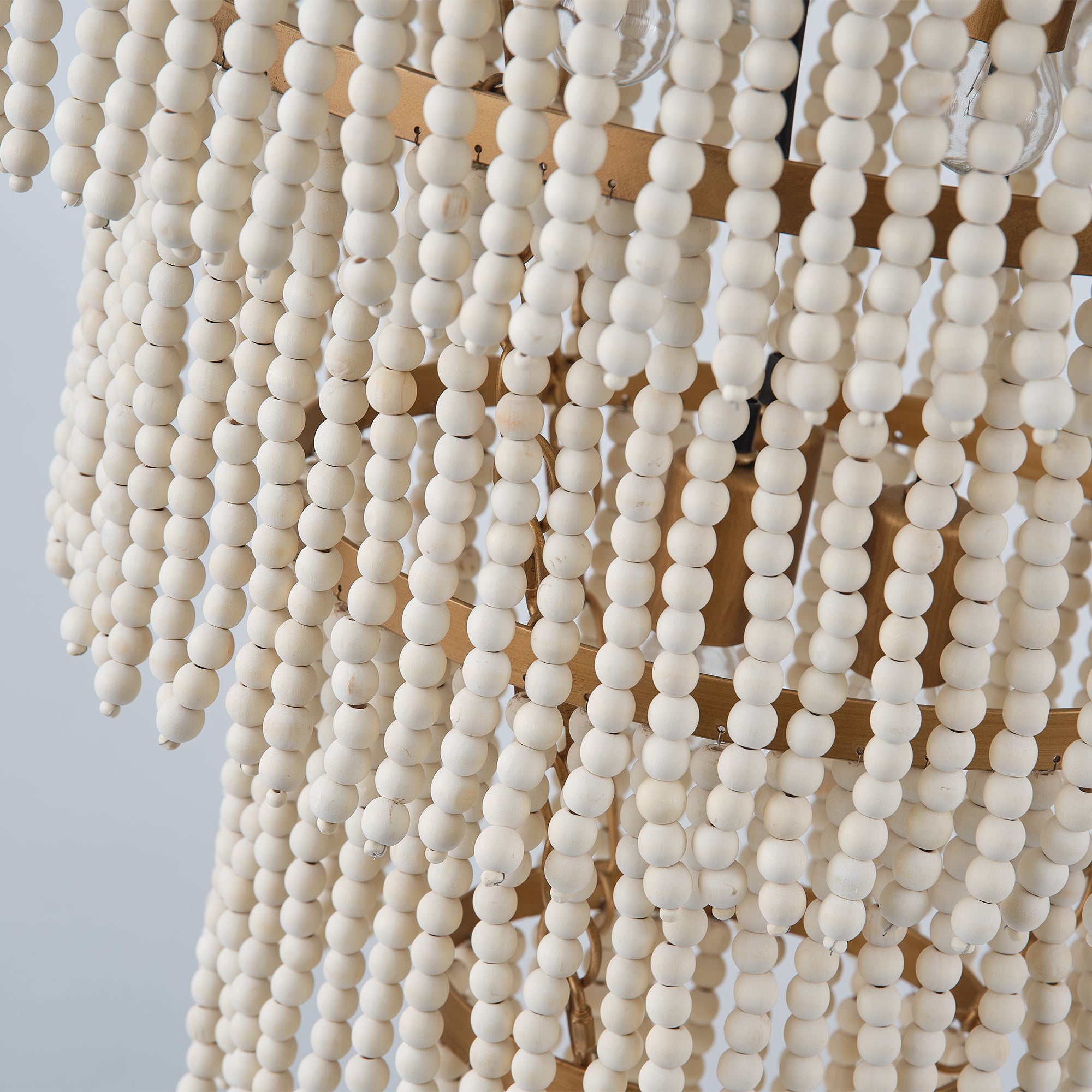 32 Inch Nelly 9 Light Bohemian Wood Beaded Chandelier