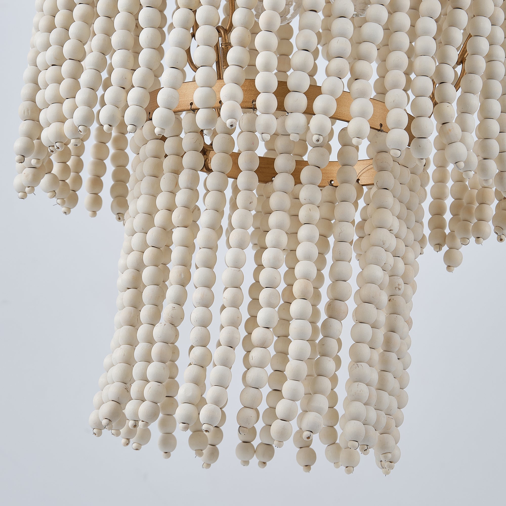 32 Inch Nelly 9 Light Bohemian Wood Beaded Chandelier