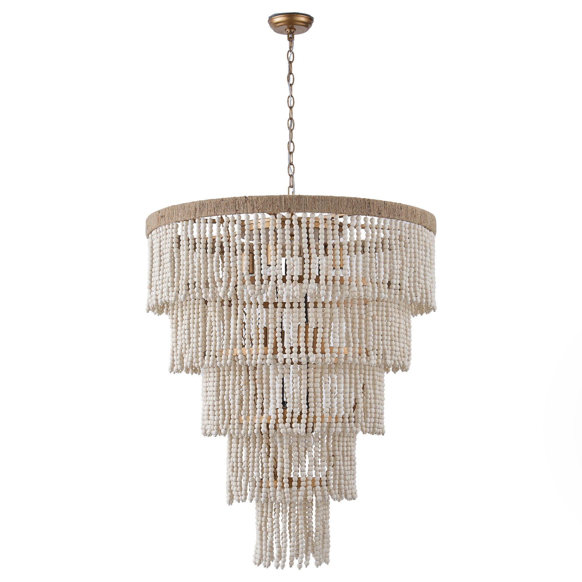 32 Inch Nelly 9 Light Bohemian Wood Beaded Chandelier