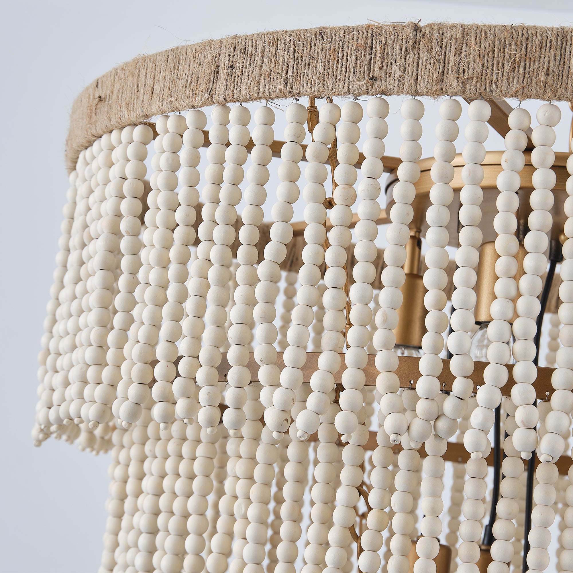 32 Inch Nelly 9 Light Bohemian Wood Beaded Chandelier