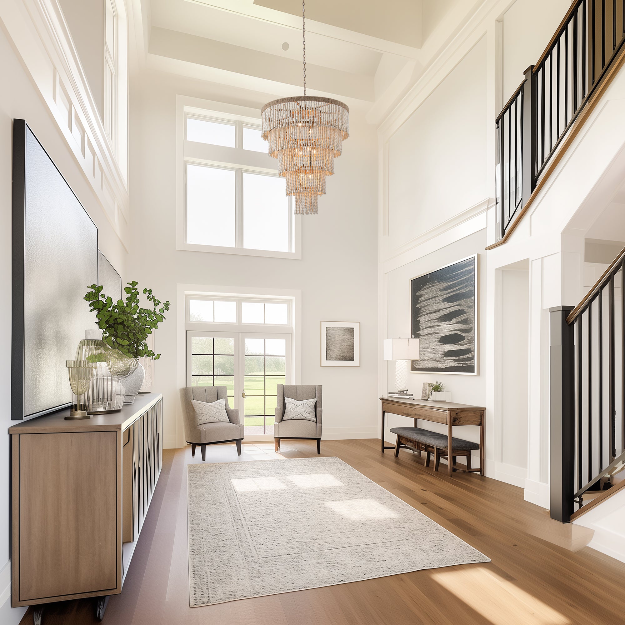 32 Inch Nelly 9 Light Bohemian Wood Beaded Chandelier