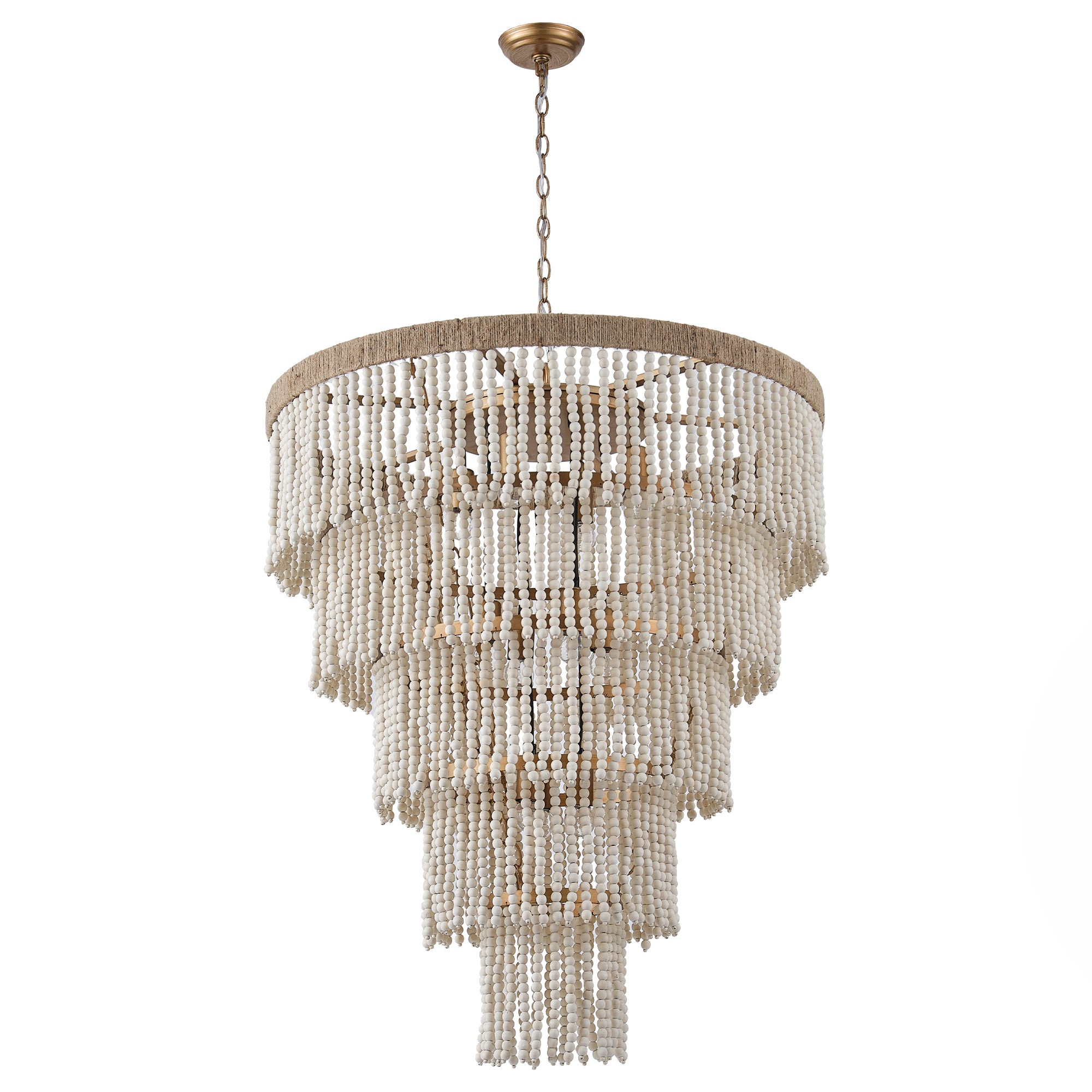 32 Inch Nelly 9 Light Bohemian Wood Beaded Chandelier
