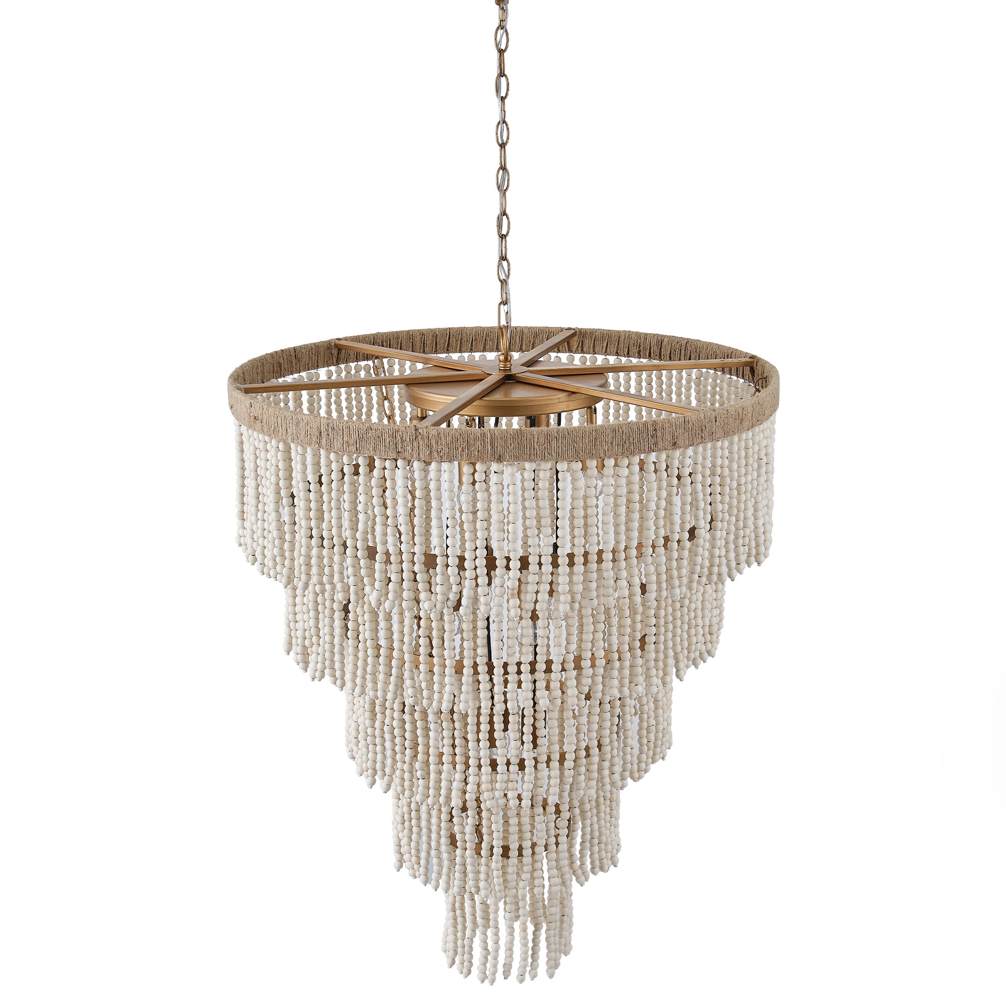 32 Inch Nelly 9 Light Bohemian Wood Beaded Chandelier