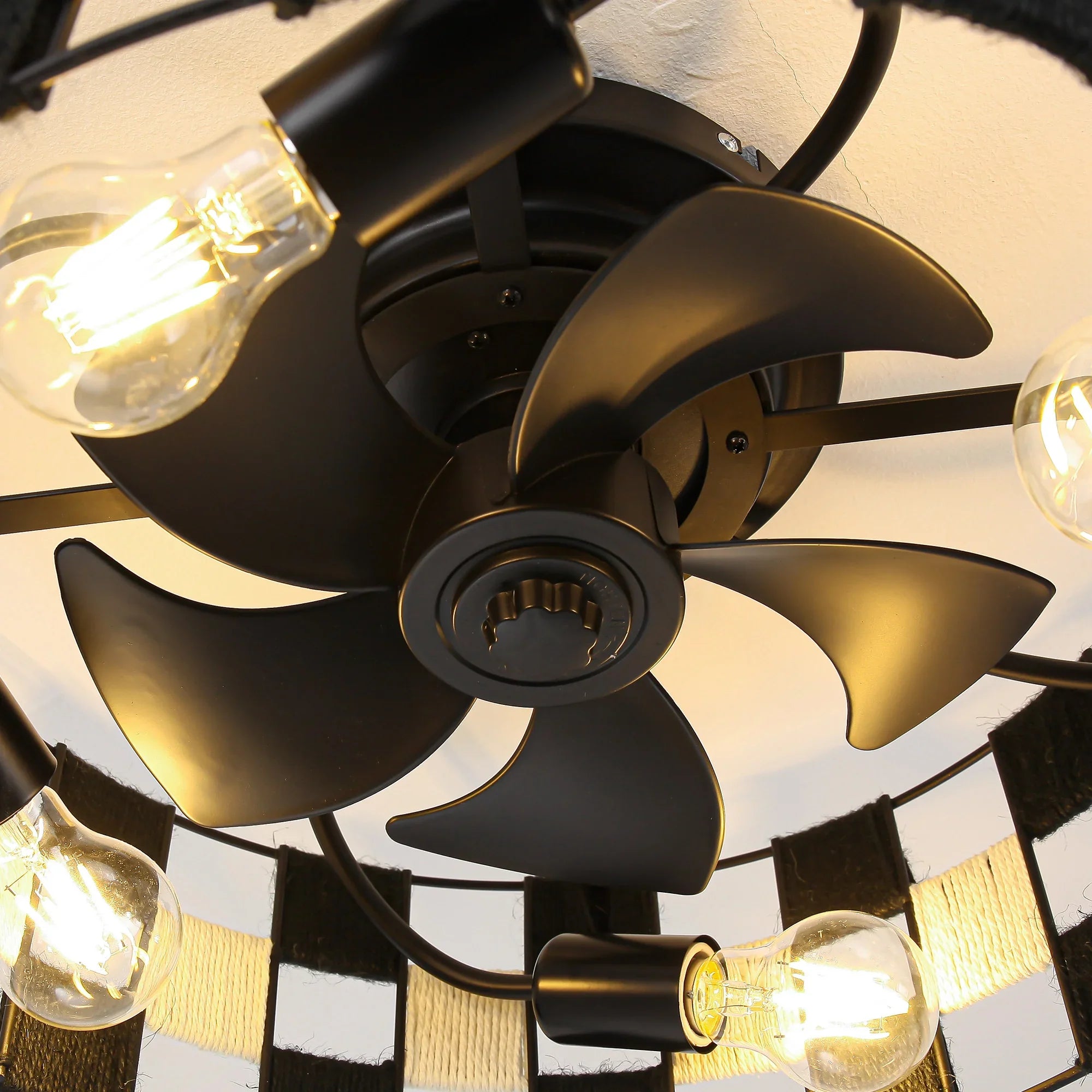 18" Black Industrial Smart Ceiling Fan - IPLUS Lighting