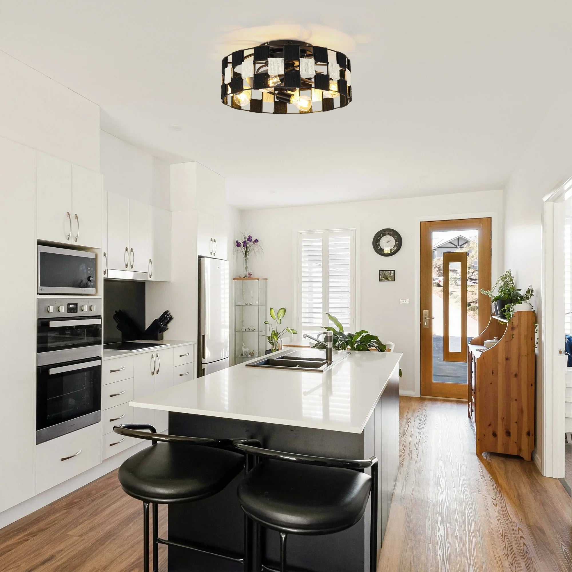 18" Black Industrial Smart Ceiling Fan - IPLUS Lighting