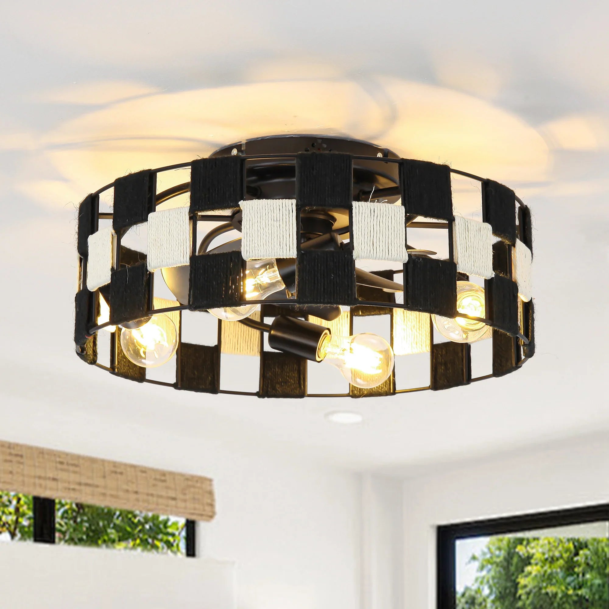 18" Black Industrial Smart Ceiling Fan - IPLUS Lighting