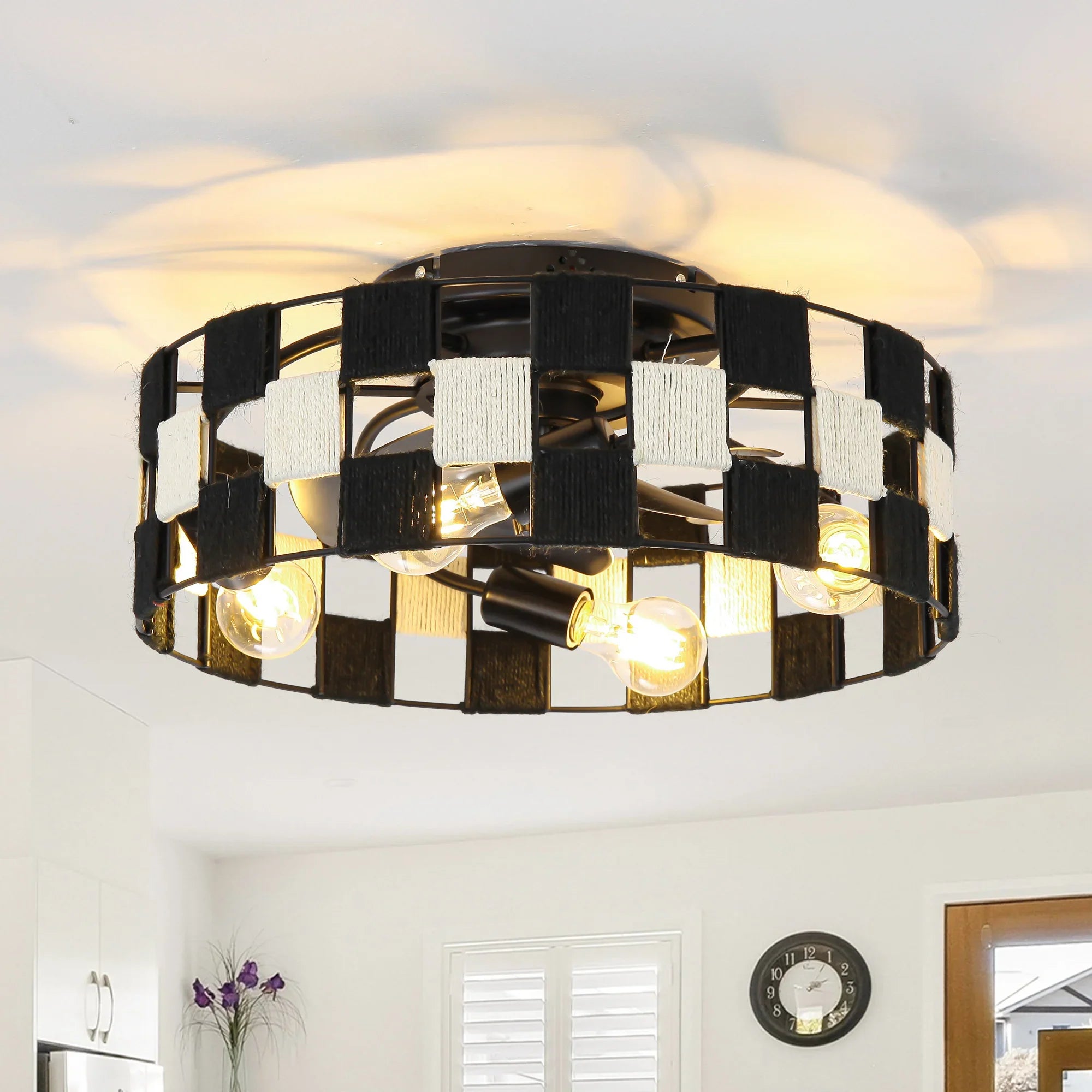 18" Black Industrial Smart Ceiling Fan - IPLUS Lighting