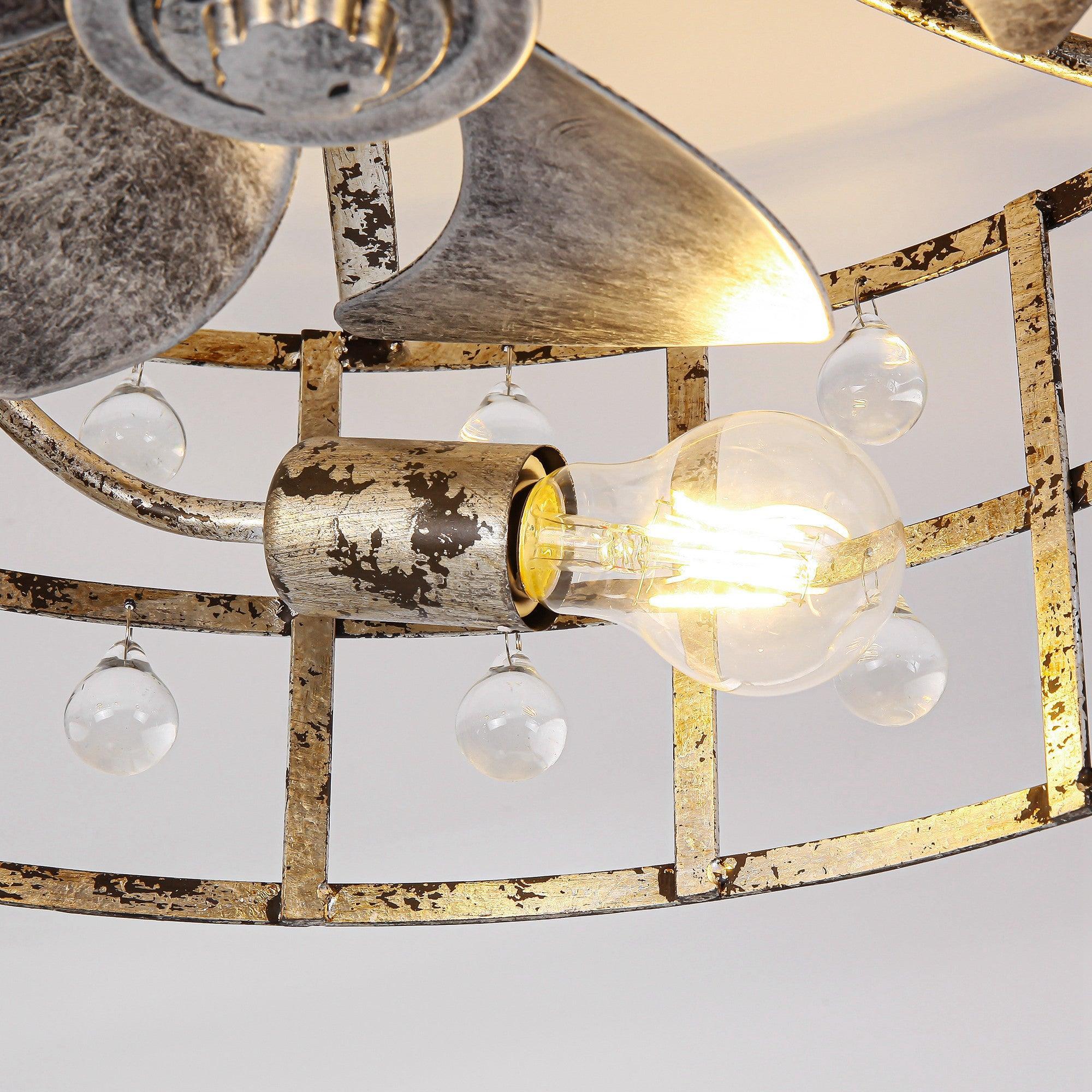 18" Retro Silver Crystal Ceiling Fan
