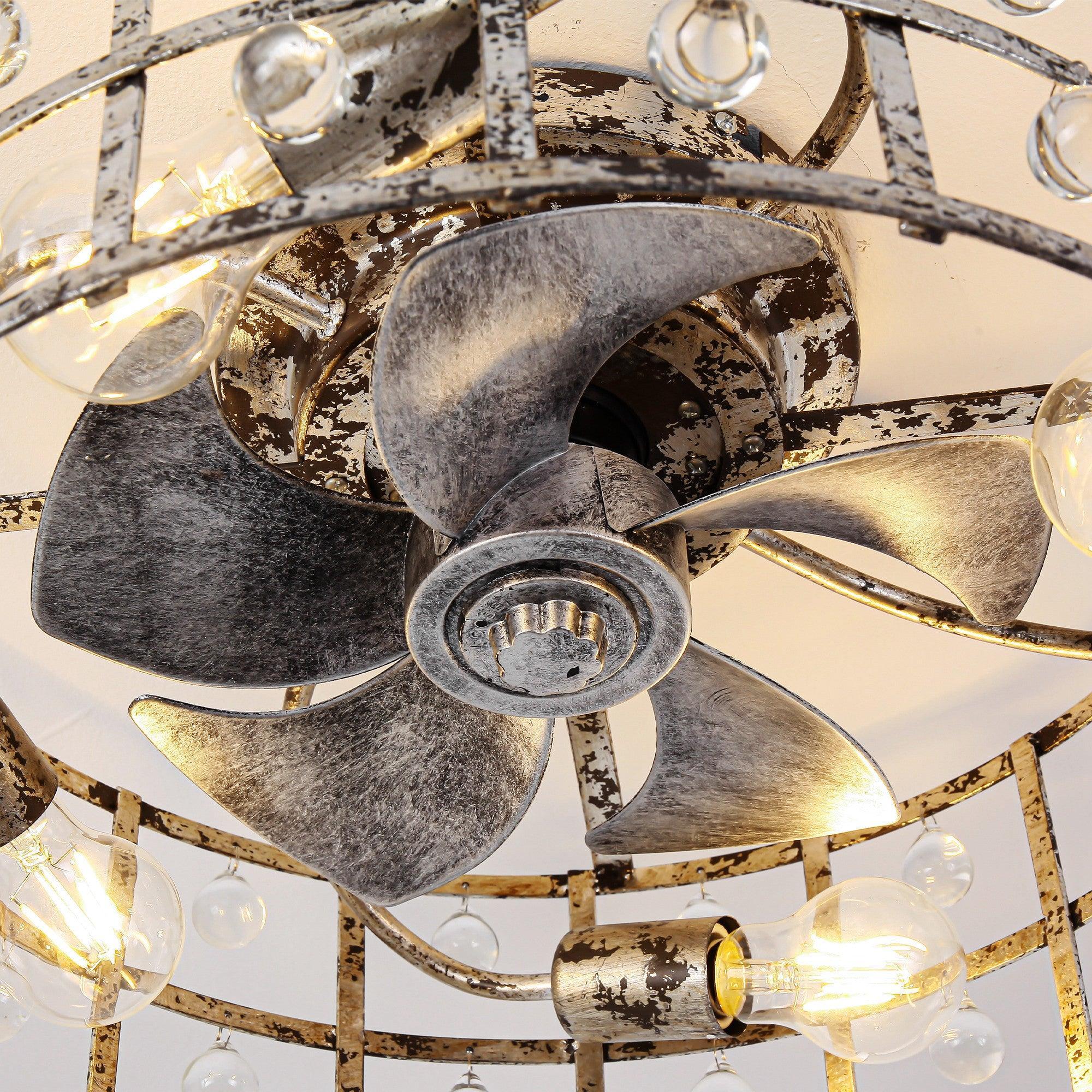 18" Retro Silver Crystal Ceiling Fan