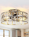 18" Retro Silver Crystal Ceiling Fan
