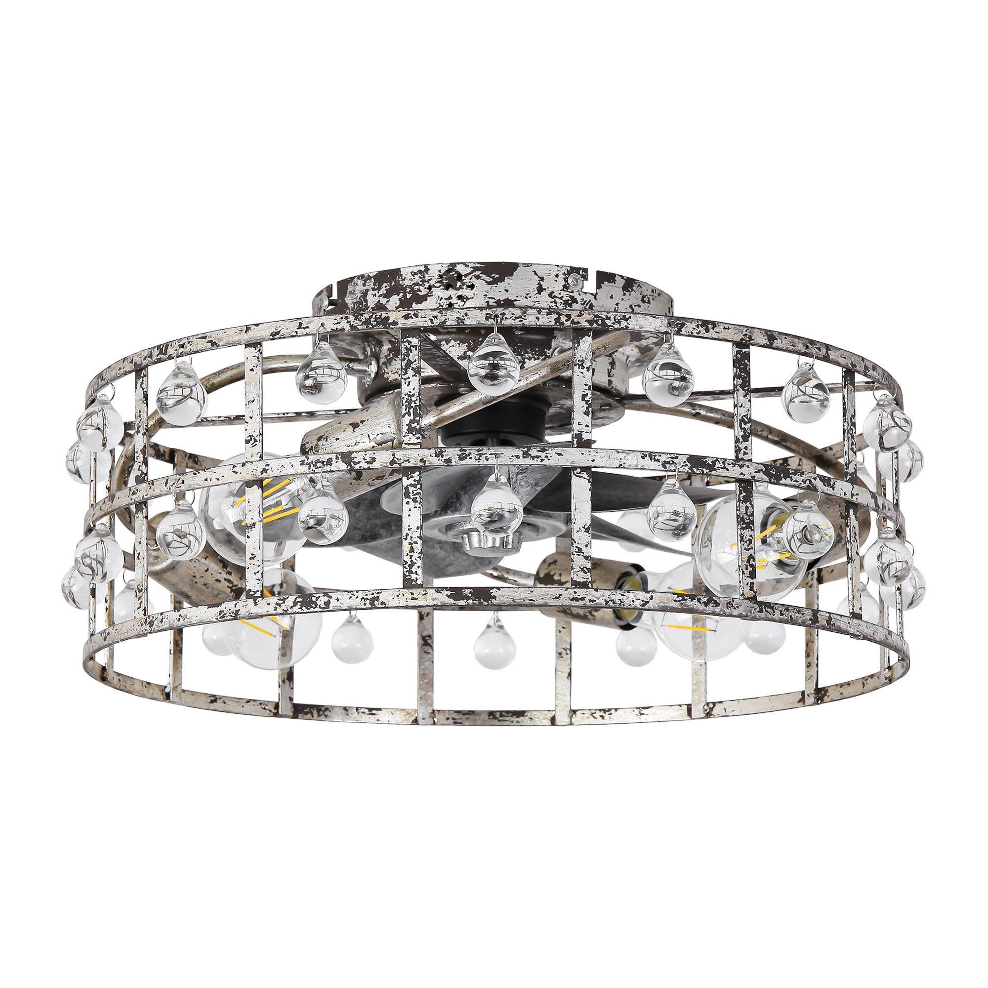 18" Retro Silver Crystal Ceiling Fan