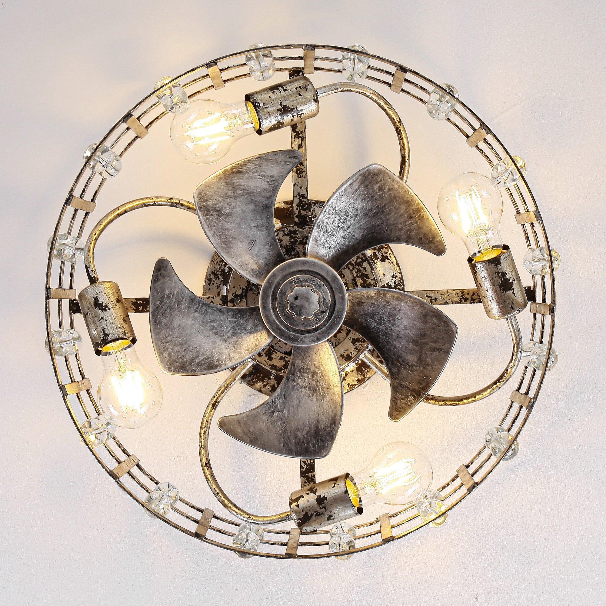 18" Retro Silver Crystal Ceiling Fan