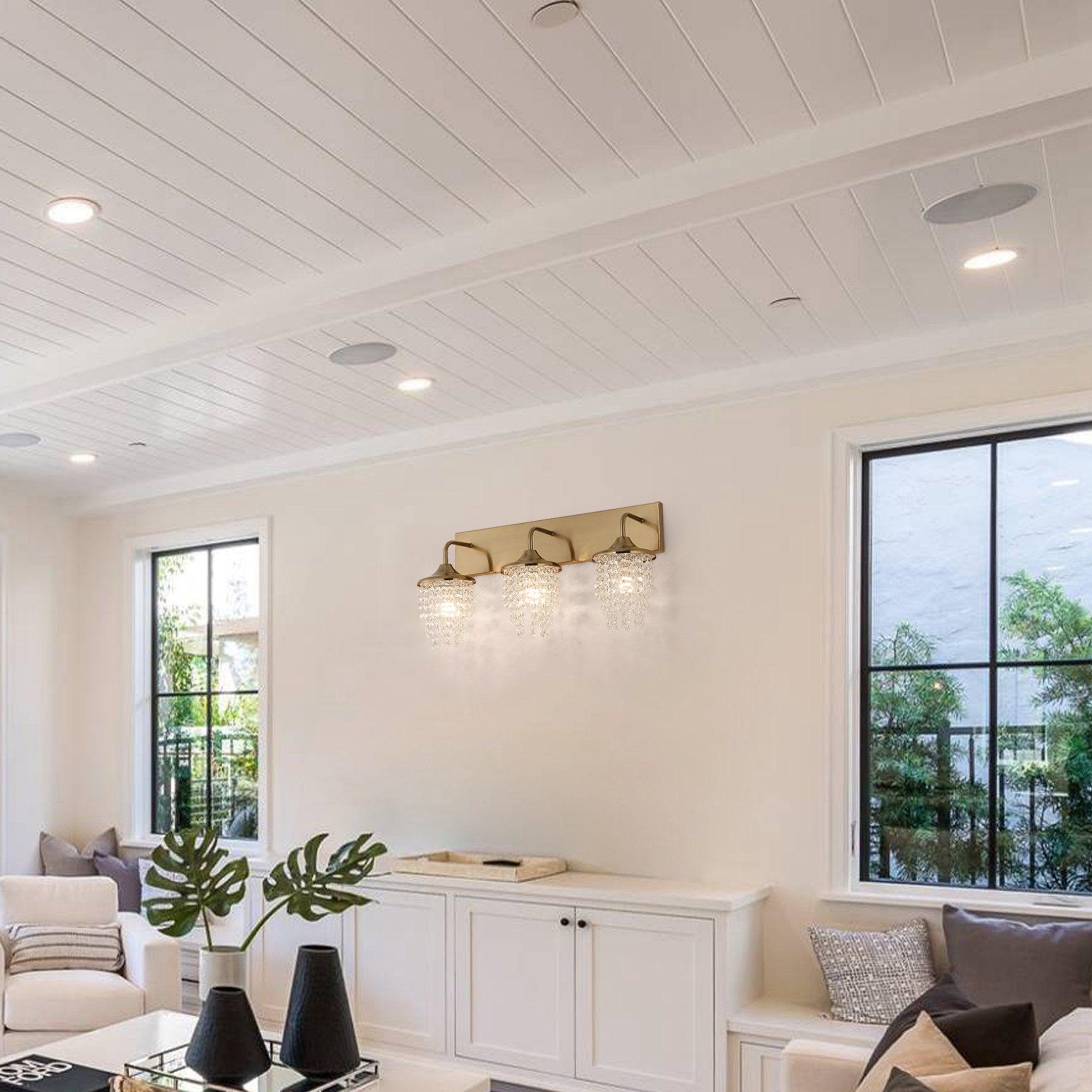 Crystal Modern 3-Light Golden Wall Light